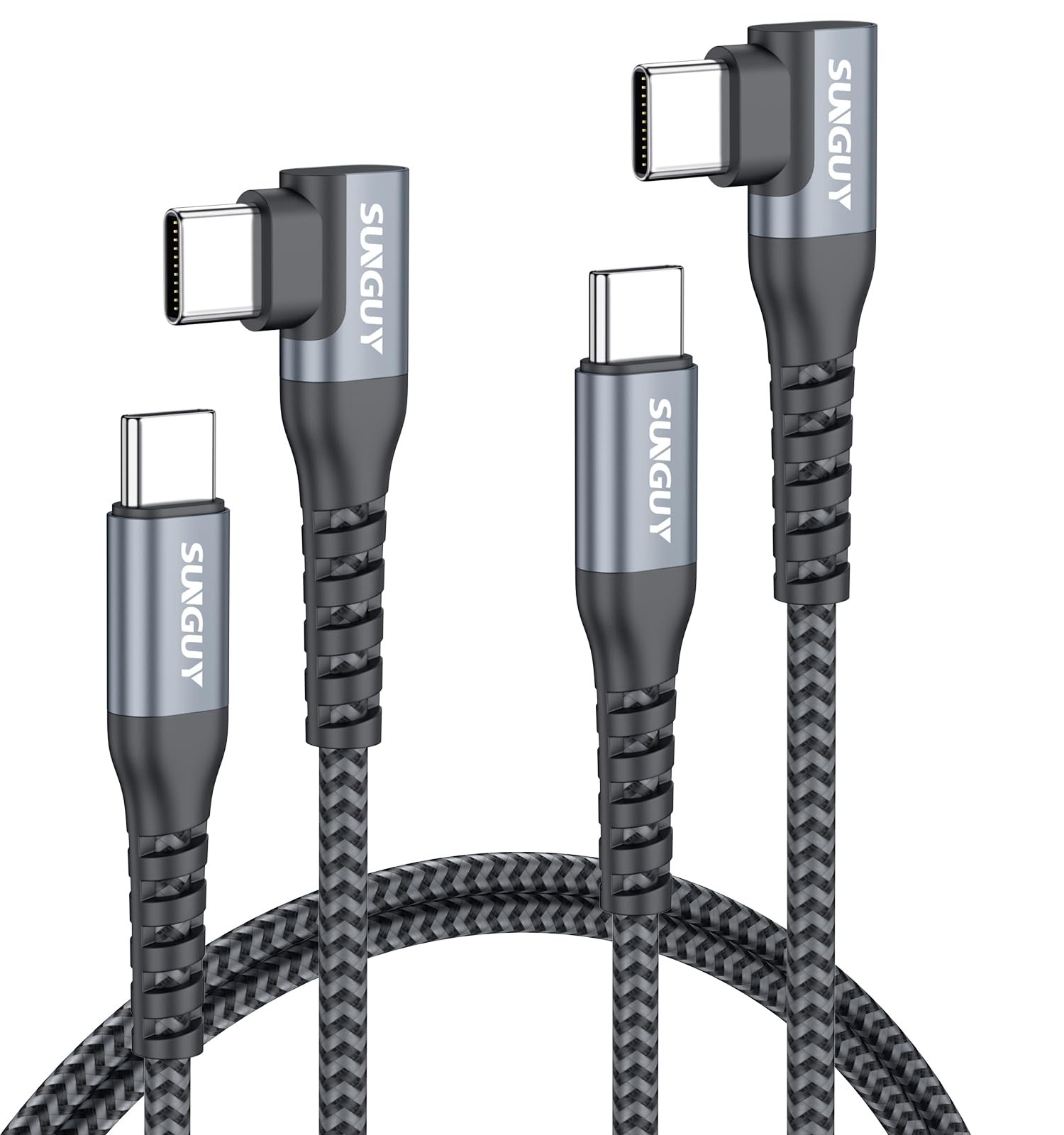 Right Angle USB C to USB C Cable 3FT 2Pack 60W Fast Charging | Braided 90 Degree