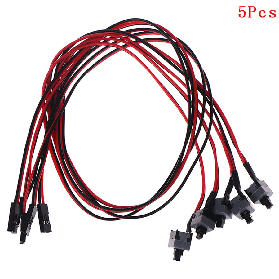5pcs 50cm Power switch cable for computer cases Reset Computer Power Push Button