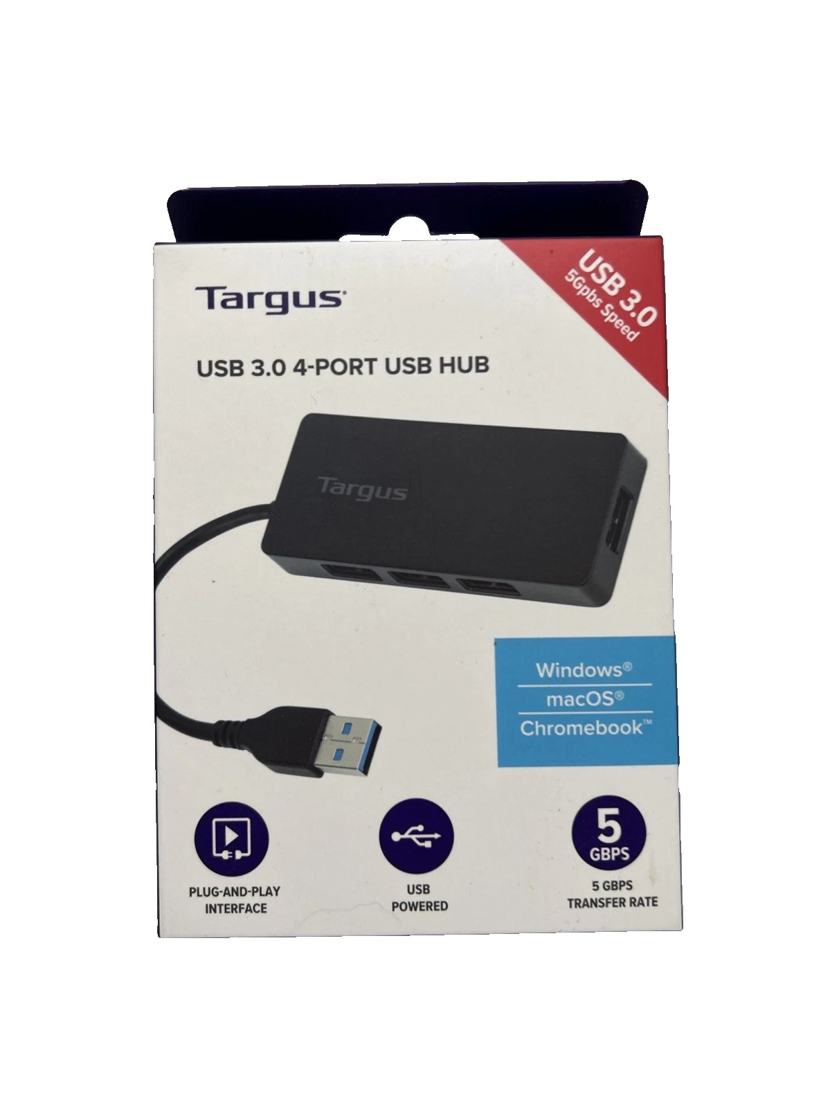 Targus 4 Port USB Hub: High-Speed 400 Mbps Multiport Extender - NEW OPEN 
