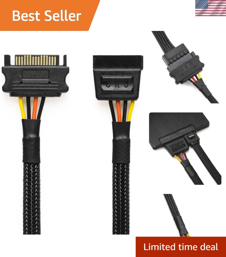 CRJ 15-Pin SATA Power Extension Cable - 39.4" 100cm, Black Sleeved - Extra Lo...