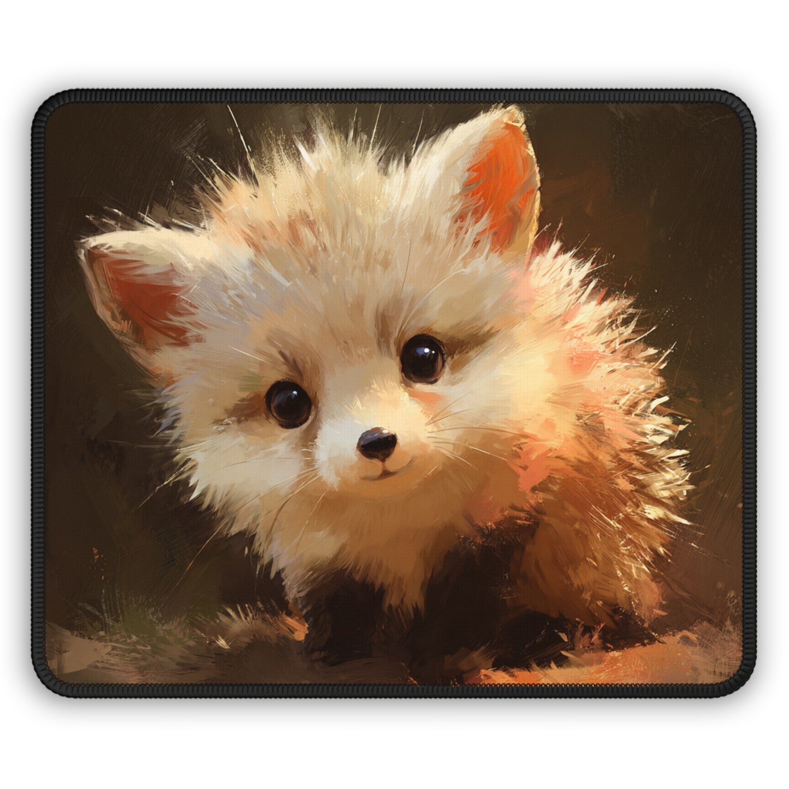 Cute Fluffy Fox Cub Gaming Mouse Pad