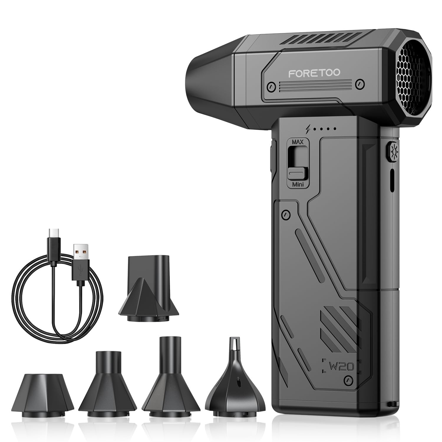 High-Power Cordless Compressed Air Duster, 130K RPM, Adjustable Speed, Fast Char