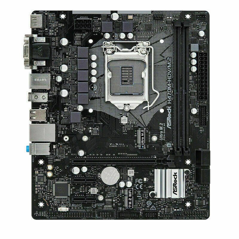 ASROCK H470M-HDV/M.2 Motherboard Intel H470 LGA1200 DDR4 M.2 D-Sub DVI-D M-ATX