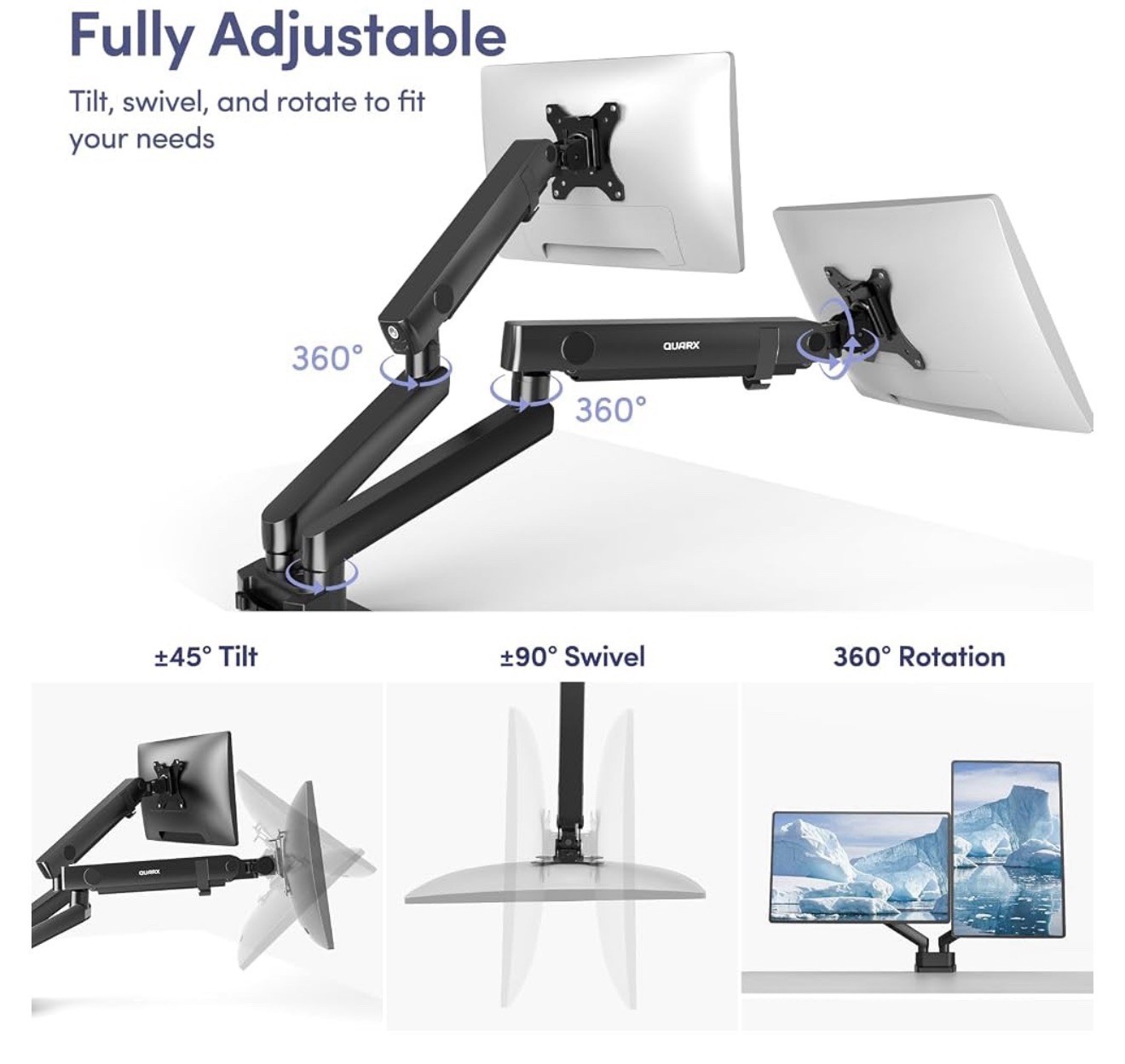 Quarx Dual Monitor Mount for Desk