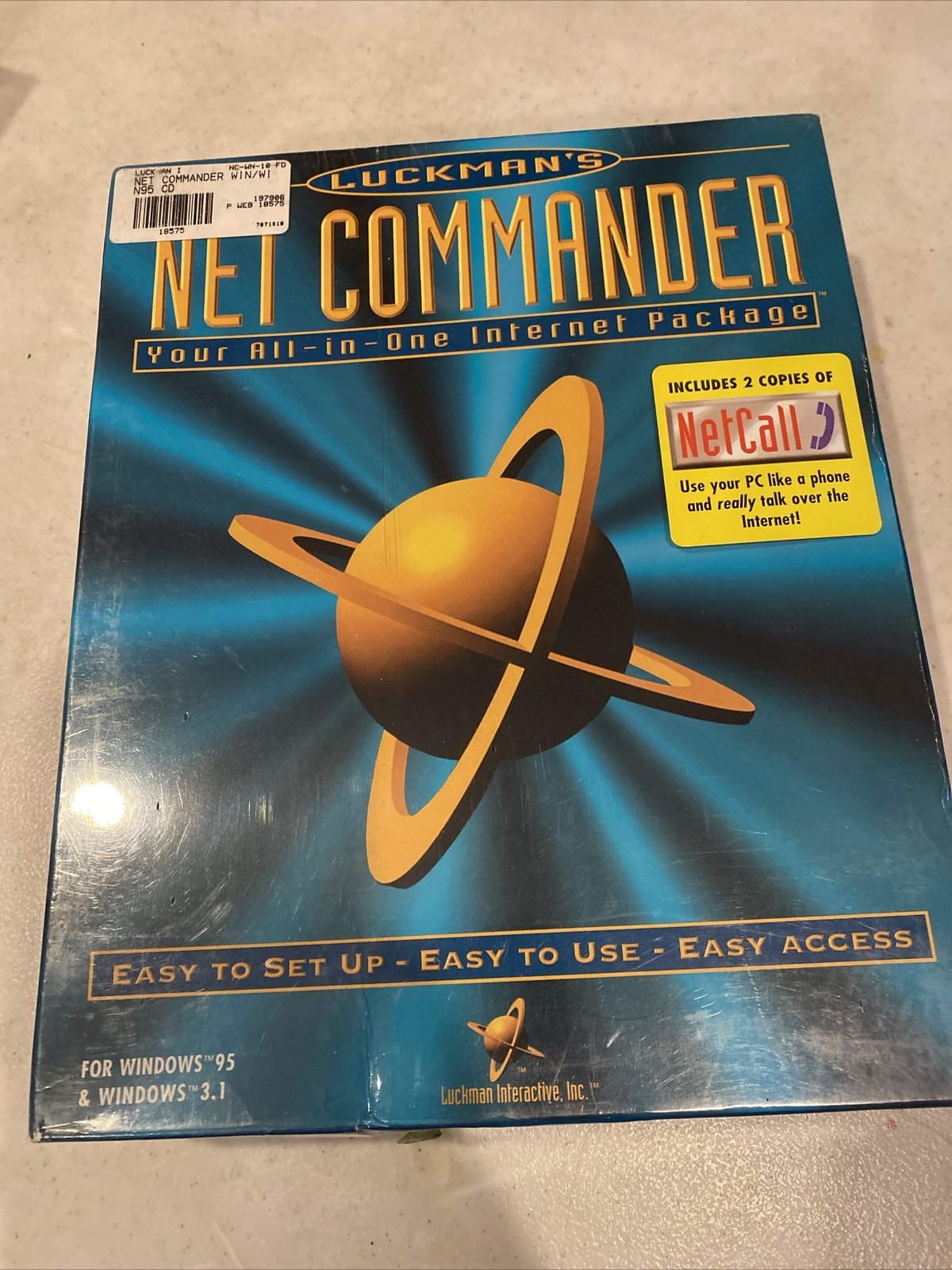 RARE SEALED BIG BOX NET COMMANDER LUCKMAN´S All in 1 internet Windows 95 3.1 PC