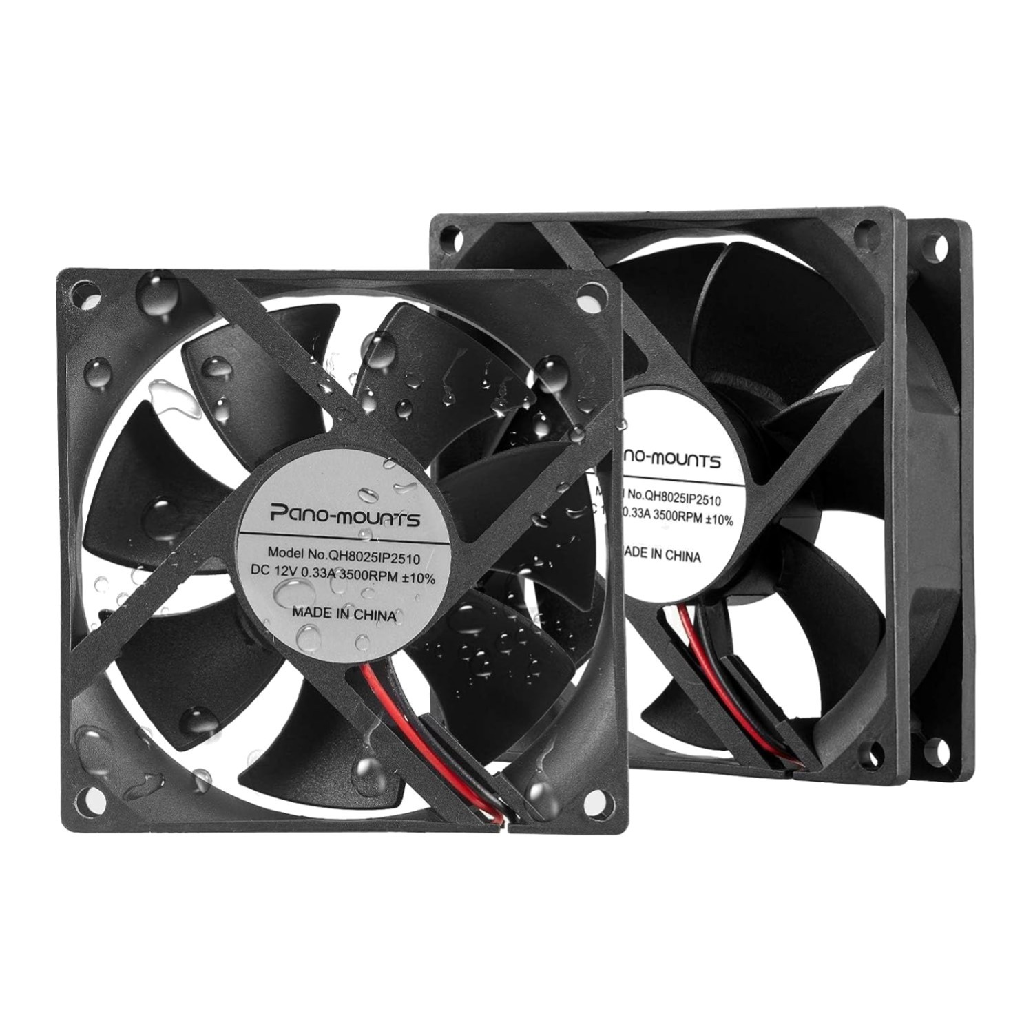 80mm 12V DC Moisture Resistant Fan 2-Pack for RV Fridges, Greenhouse, PSU Coolin