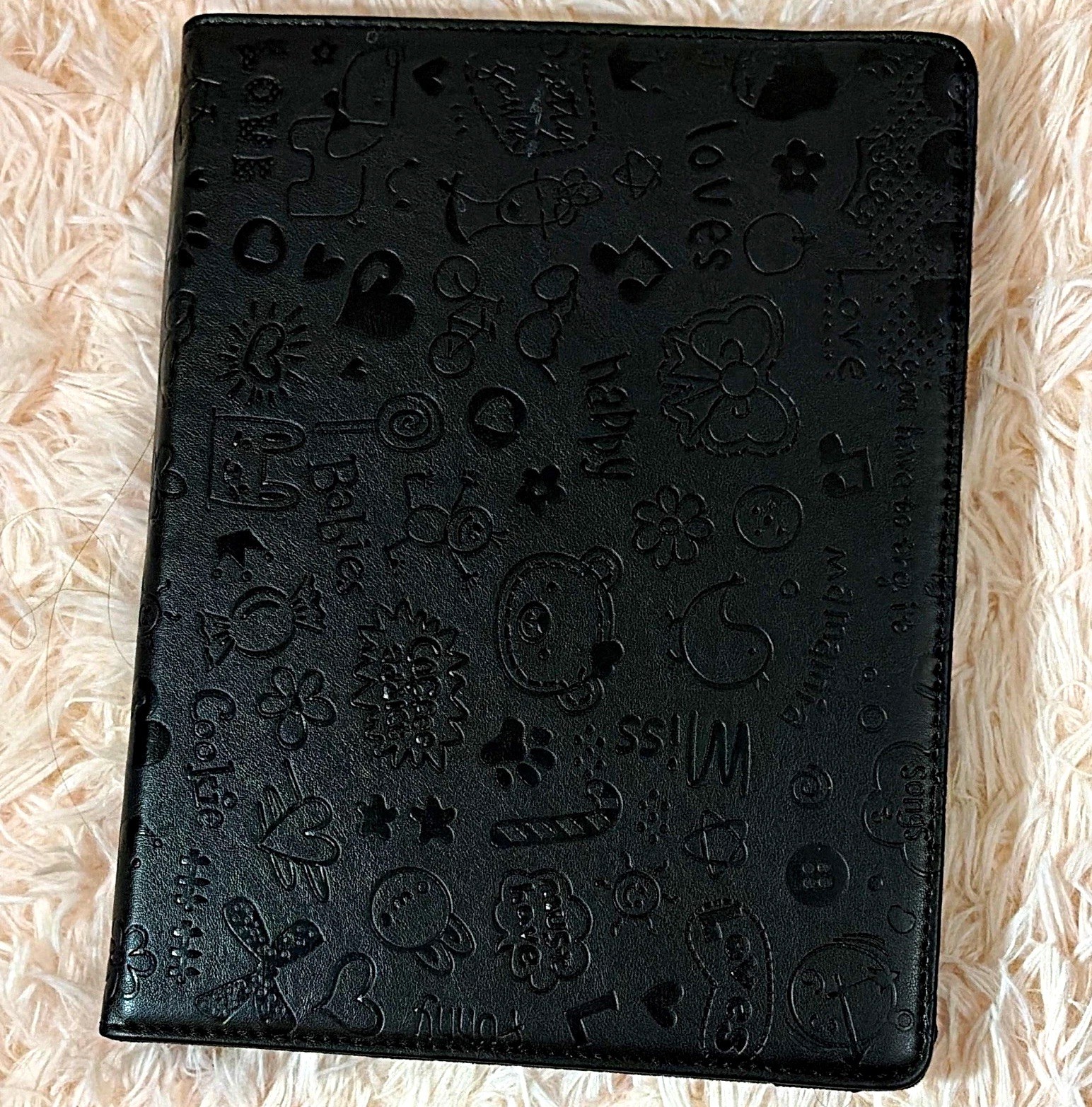 Rotating Folding Folio Stand Case for Apple iPad 9.7in Black Synthetic Leather