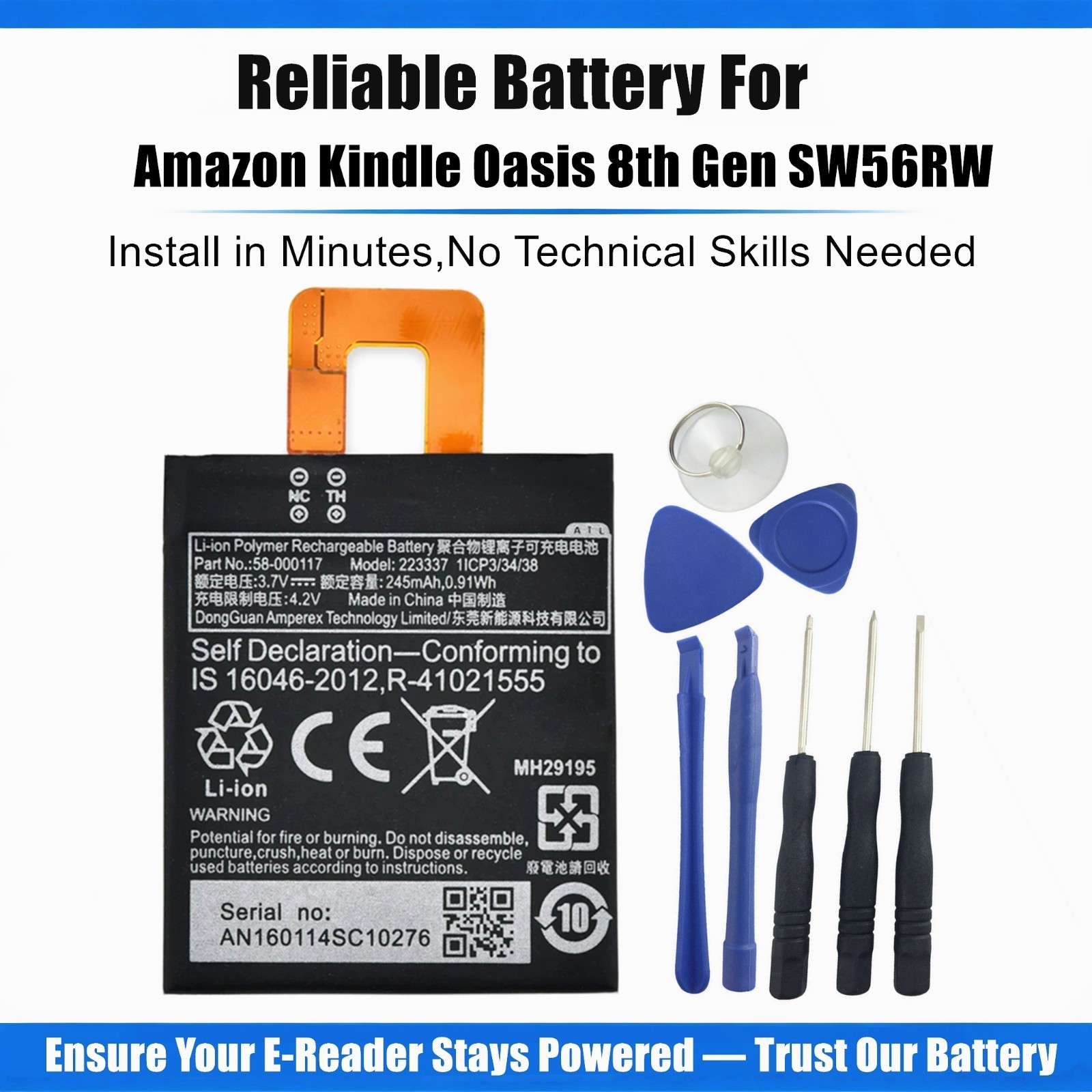 Replacement Battery 58-000117 for Amazon Kindle Oasis 8th Gen SW56RW Year 2016