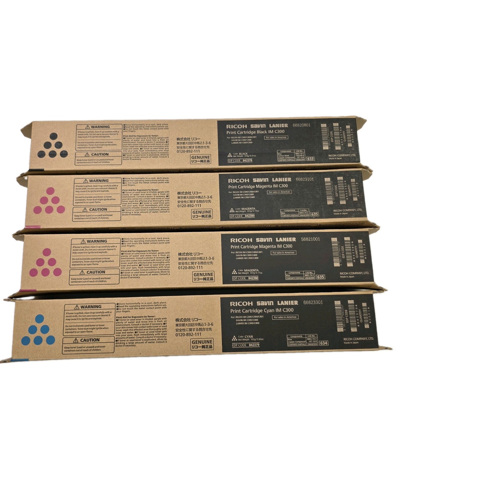 Sealed OEM Genuine Ricoh IM C300 CMMK Toner Set of 4 Black Cyan Magenta x2