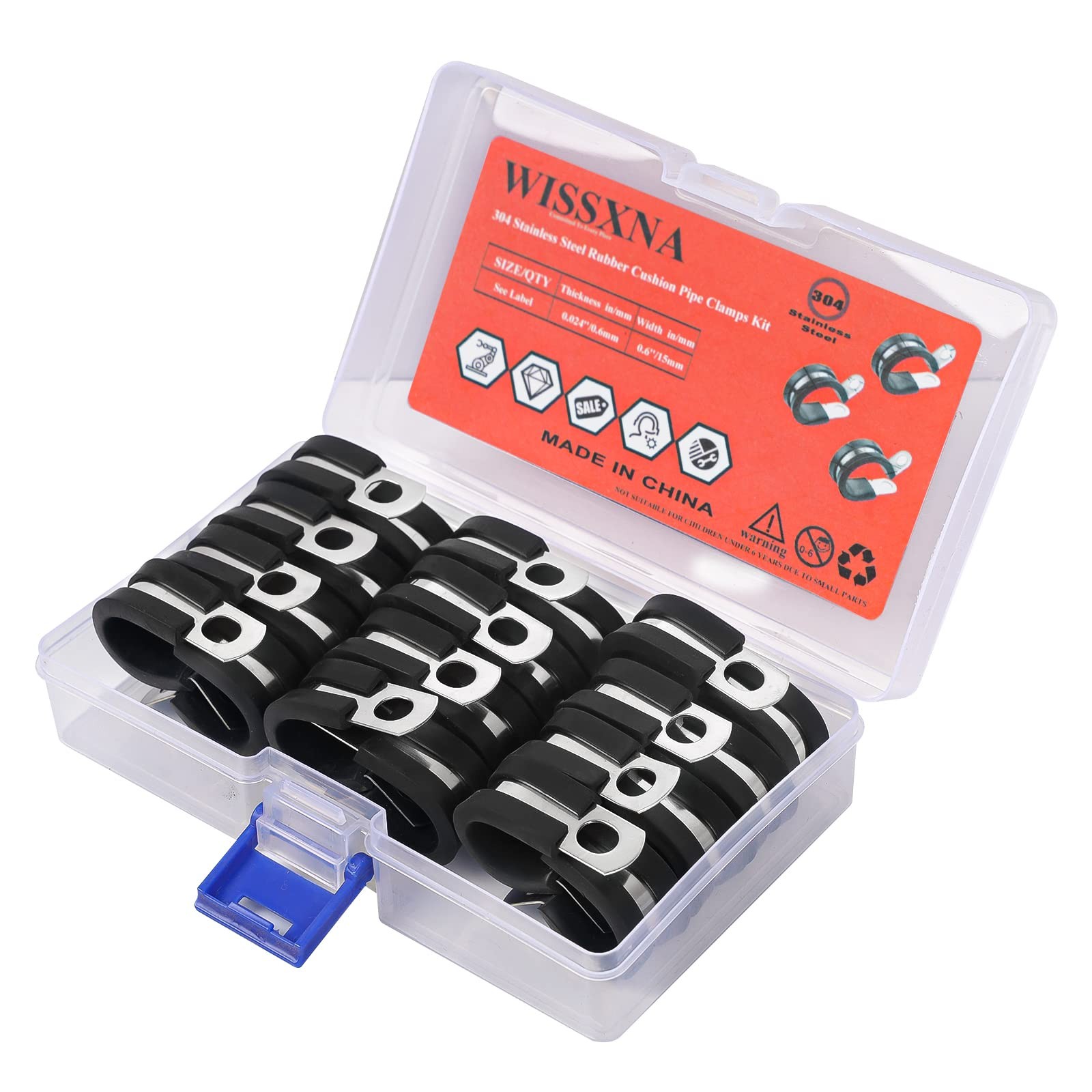 28 Pack 3 8 Inch Stainless Steel Cable Clamps Rubber Insulated Wire Clips Set