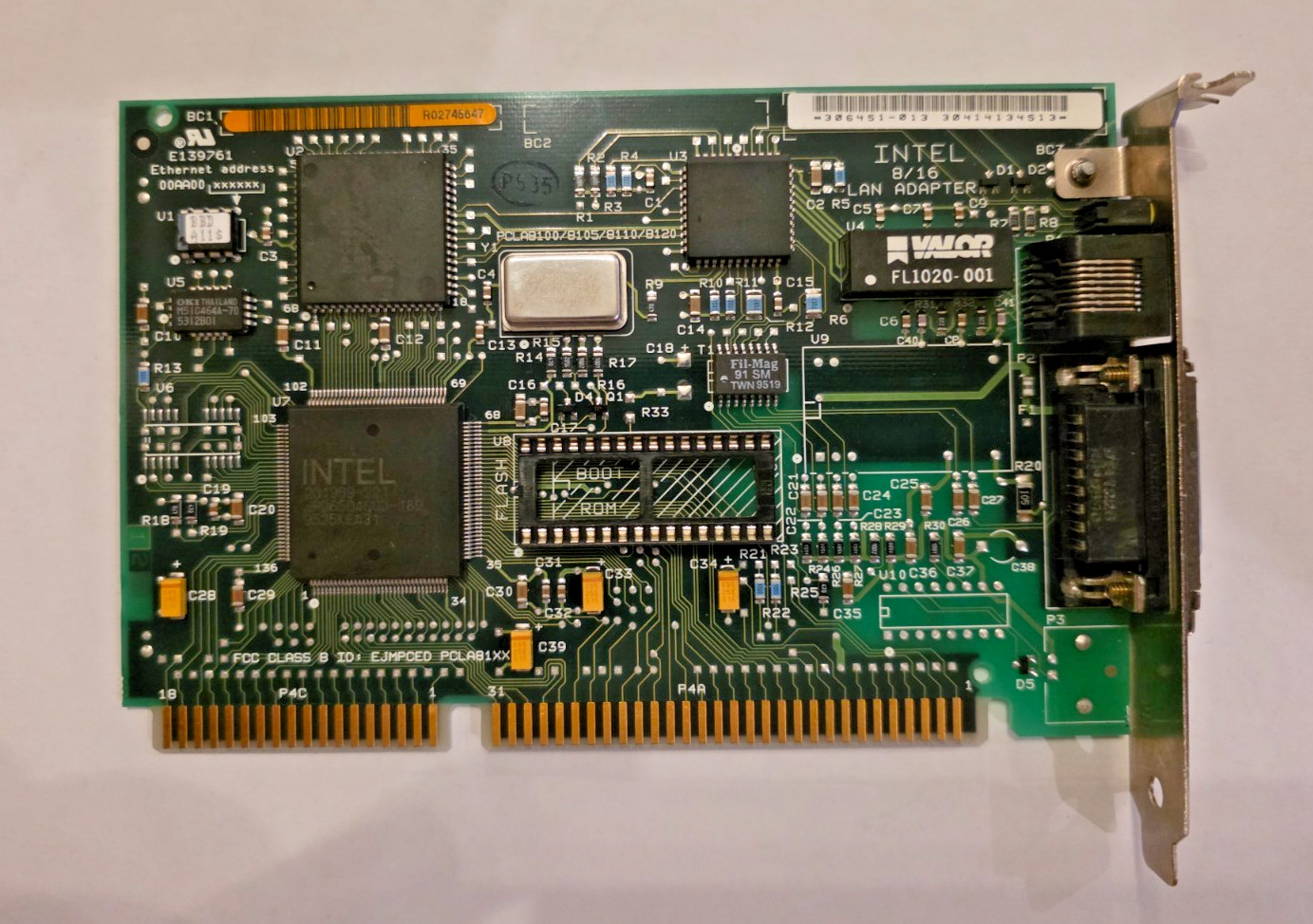 Intel 307708-004 16-Bit ISA EtherExpress 16 8/16 Lan Adapter Card