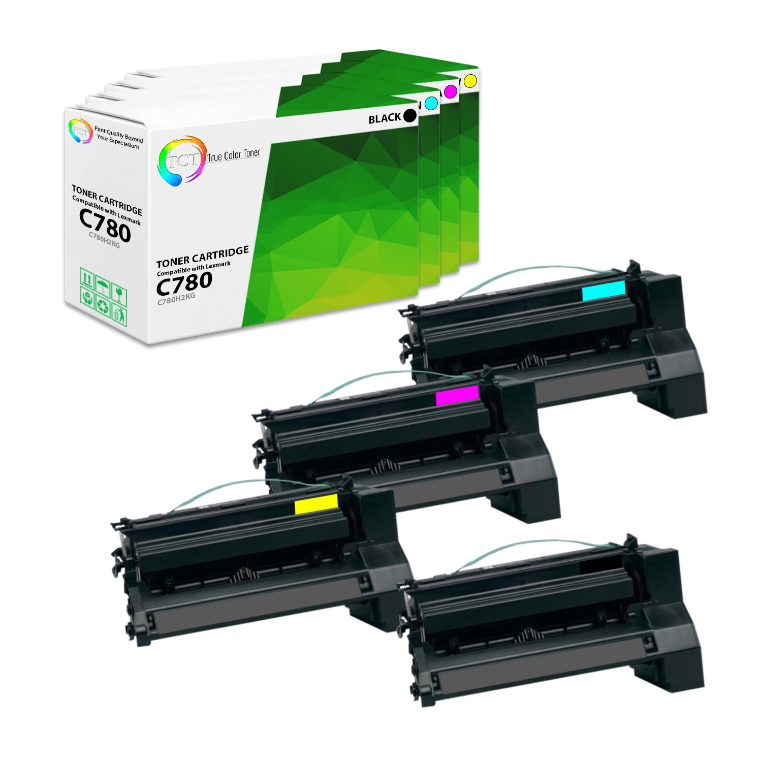 4Pk TCT Prem For Lexmark C780 C770 C772 C780DN Compatible Toner Cartridge (BCMY)