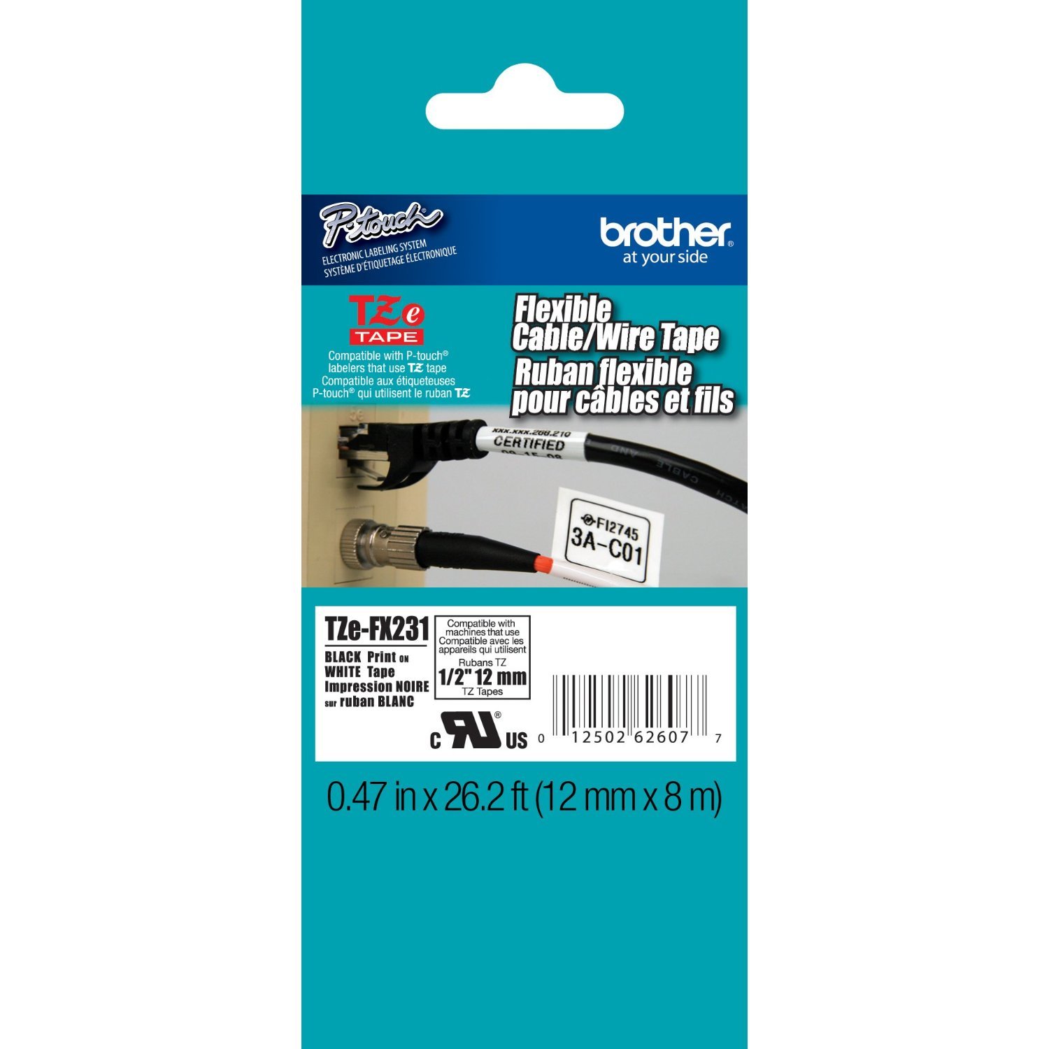 Brother TZFX231 1/2" Flexible cable TZ label tape PT1400 PT2730 PT18R PT2730VP