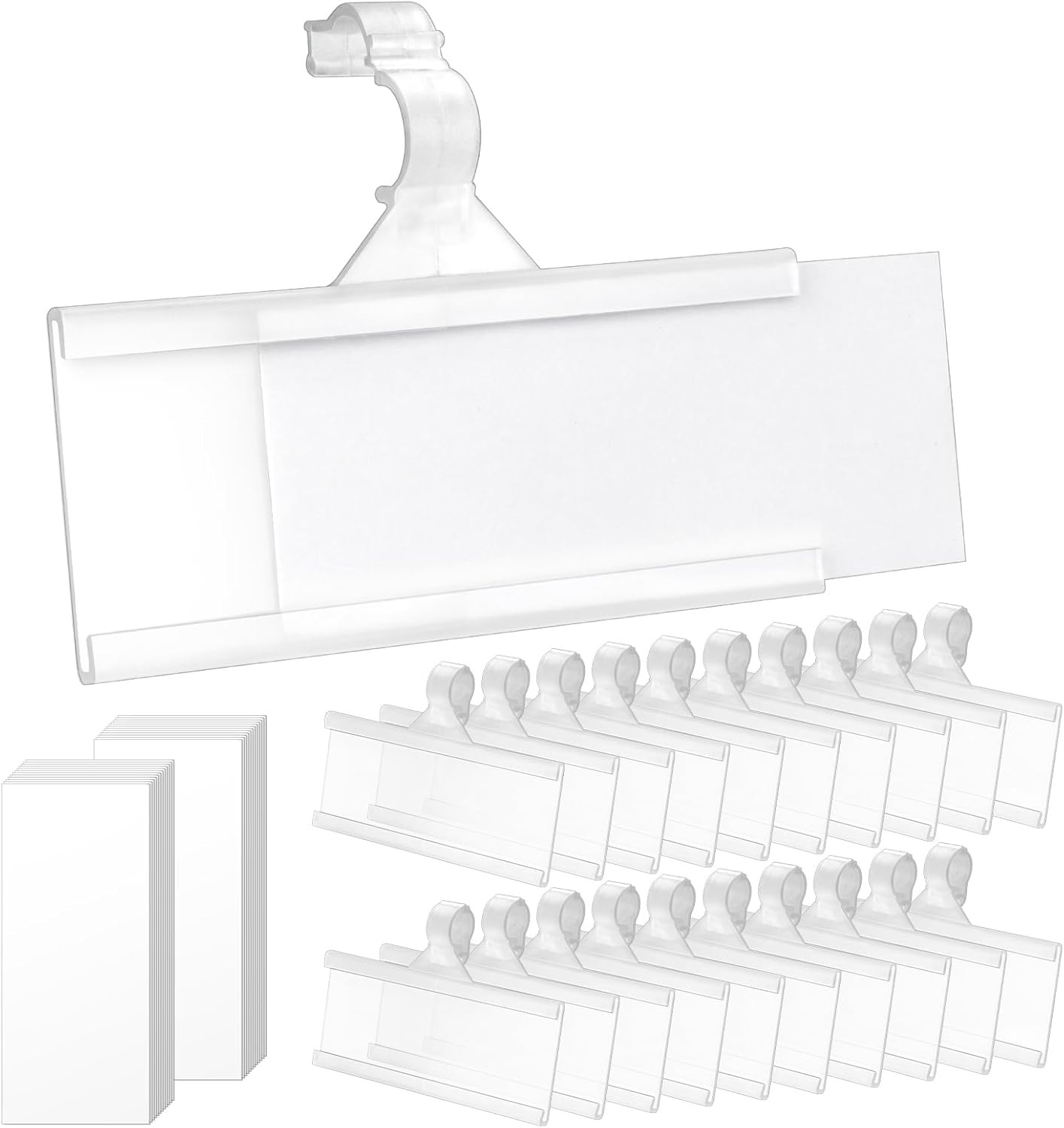 25Pcs Wire Shelf Label Holder, Reusable Plastic Shelf Tags for Pantry Retail Sho