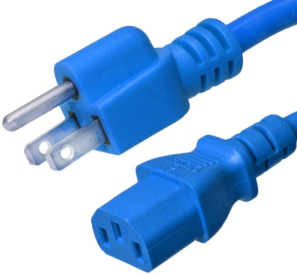 5 PACK LOT 6ft NEMA 5-15P - C13 Blue Power Cord 18AWG 10A/1250W 125V 3-Prong 2M