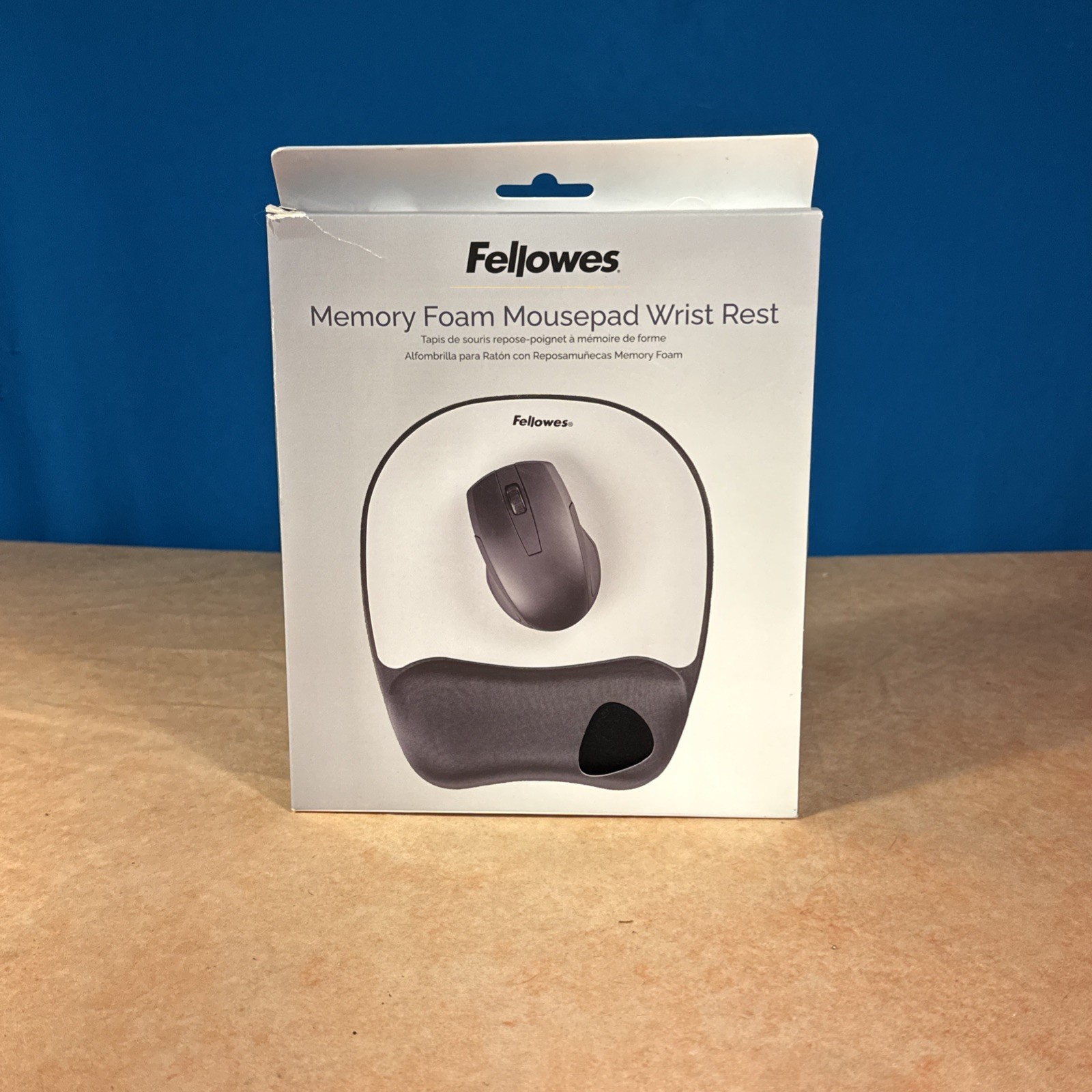 Fellowes Memory Foam Mouse Pad Wrist Rest~Silver Black~Gaming~Ergonomic~NEW