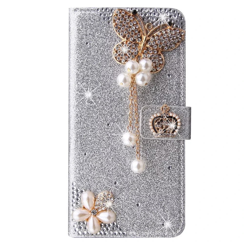 Crown Butterfly Wallet Cover Case for Oppo Find X9 X8 X5 Reno 12 14 15 13 A6X