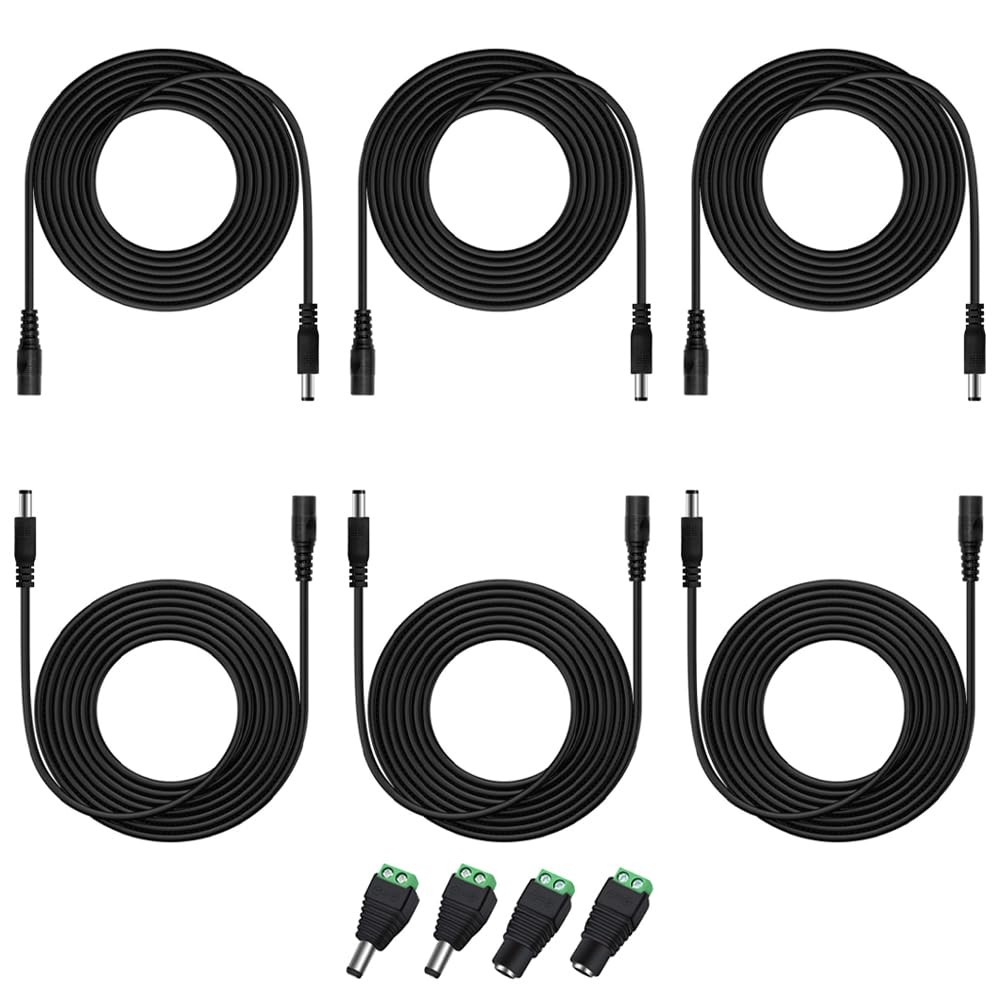 6 PCS 10ft 3m 12V DC Power Extension Cable 5.5x2.1mm Male Female Adapter