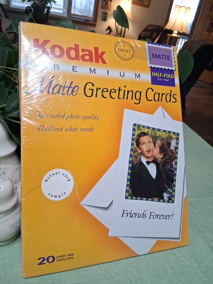 Kodak Premium Matte 20 Greeting Cards- Envelops-Injet-Printer-USA--(S+D)