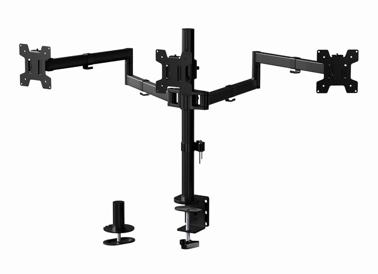 Triple Monitor Desk Mount Stand Tilt/Rotate VESA 75x75 100x100 Black