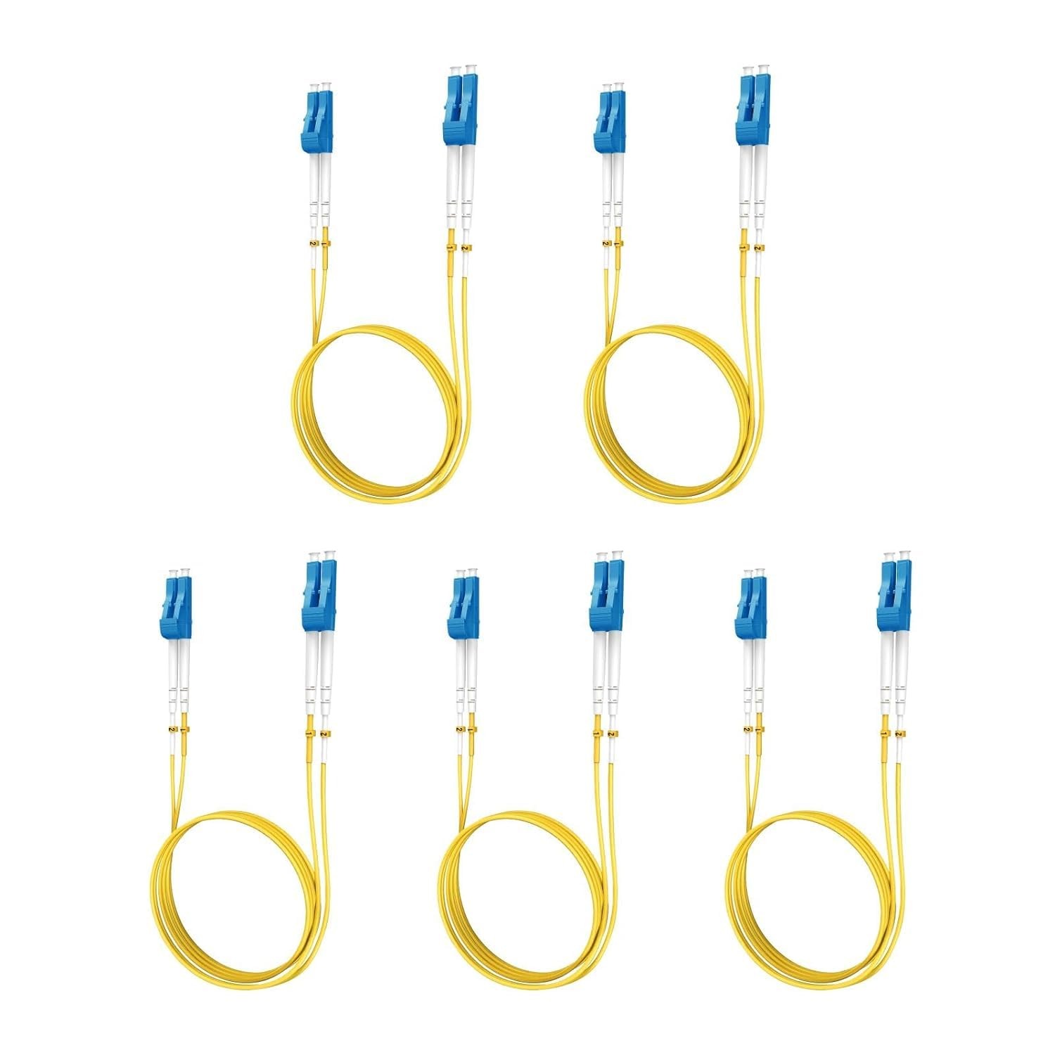 5 PCS 1m 3.28 Ft OS2 Single Mode Fiber Optic Patch Cable LC To LC Yellow SMF