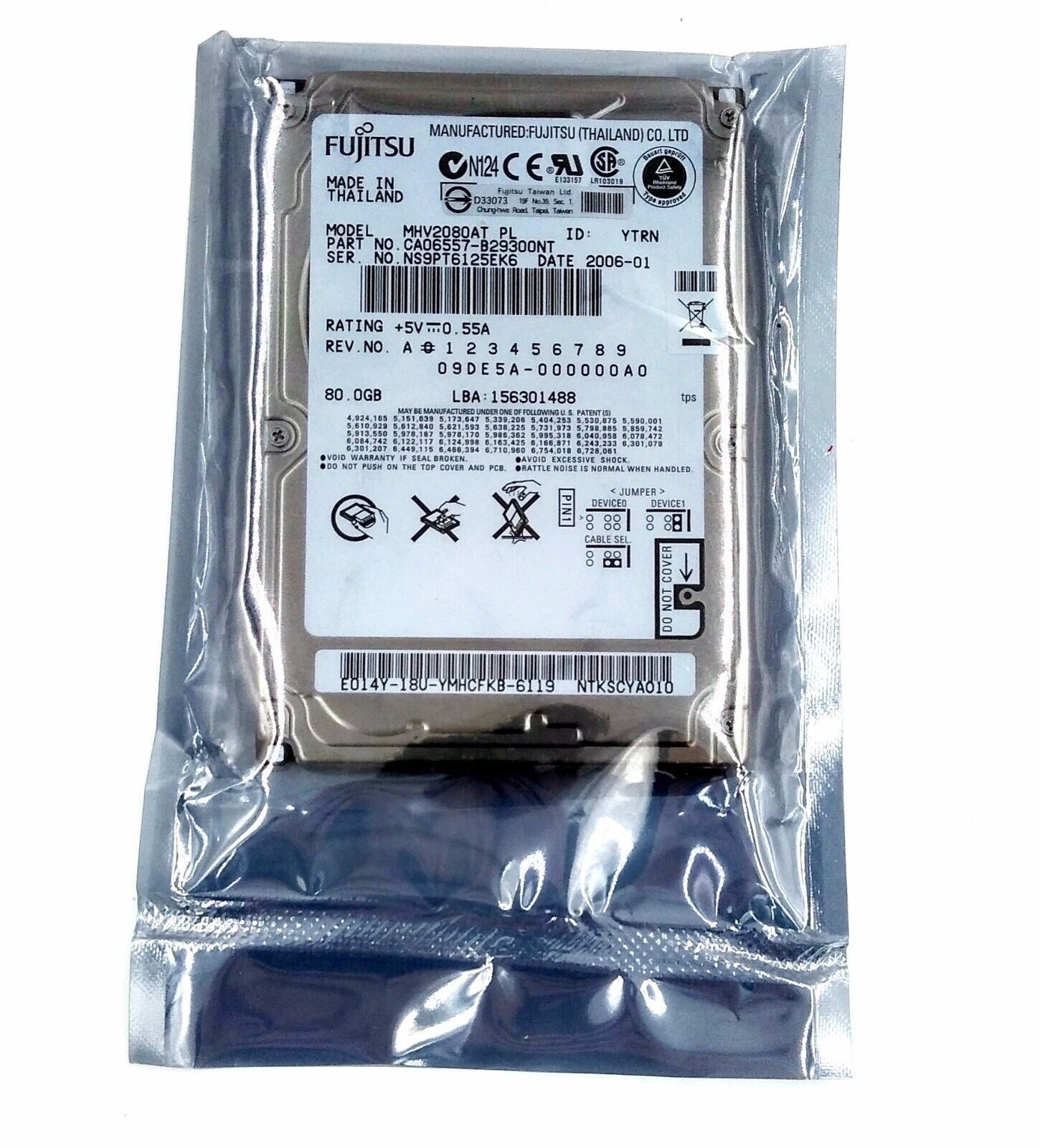 Fujitsu 80 GB 4200 RPM,2.5" IDE/ PATA 8MB (MHV2080AT) Hard Drive For Laptop HDD
