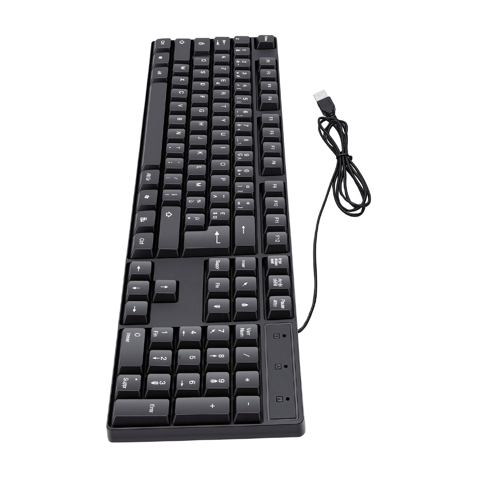 104 Key French Keyboard AZERTY Layout USB Wired 12 Multimedia Keys Engraved LFRW