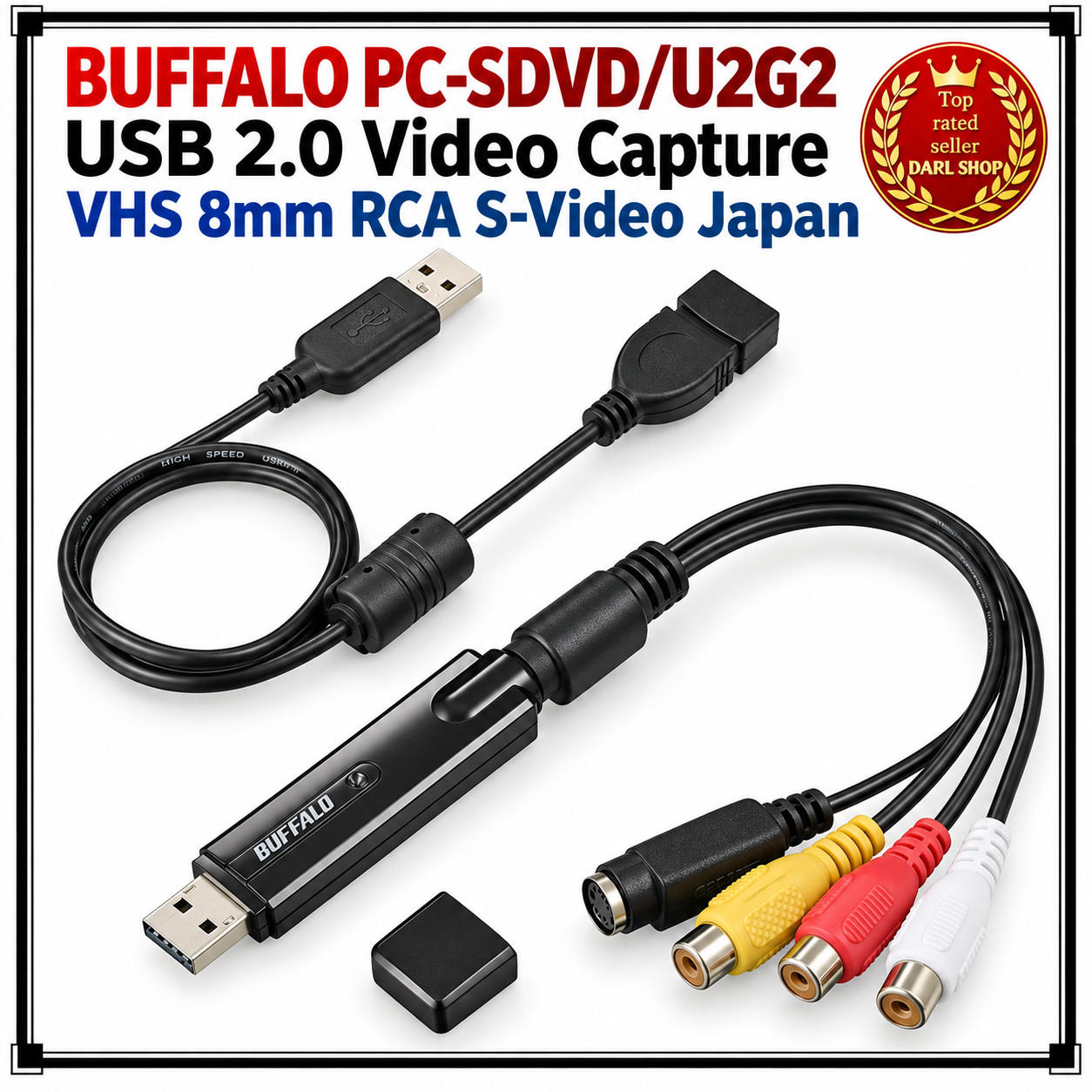 BUFFALO PC-SDVD/U2G2 USB 2.0 Video Capture VHS 8mm RCA S-Video Japan