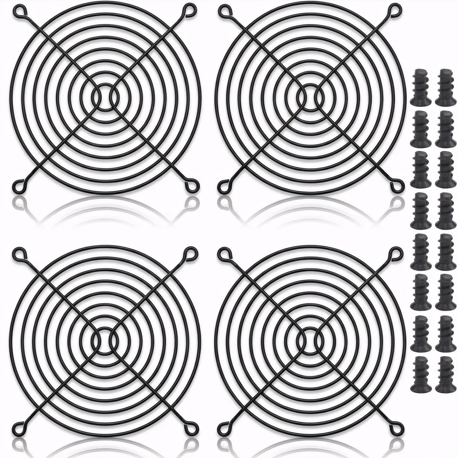 Easycargo 4pcs 120mm Fan Grill Guard Black with Screws