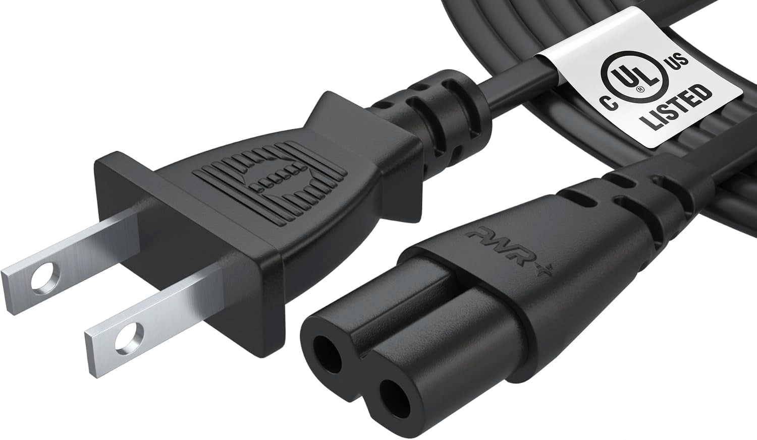 Pwr AC Cable Replacement Power Cord 2 Prong 6 Feet (Black)