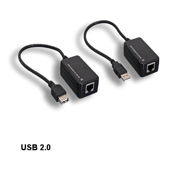 10x Black USB Extension Over Ethernet RJ45 Adapter 12Mbps Extend to 200Feet