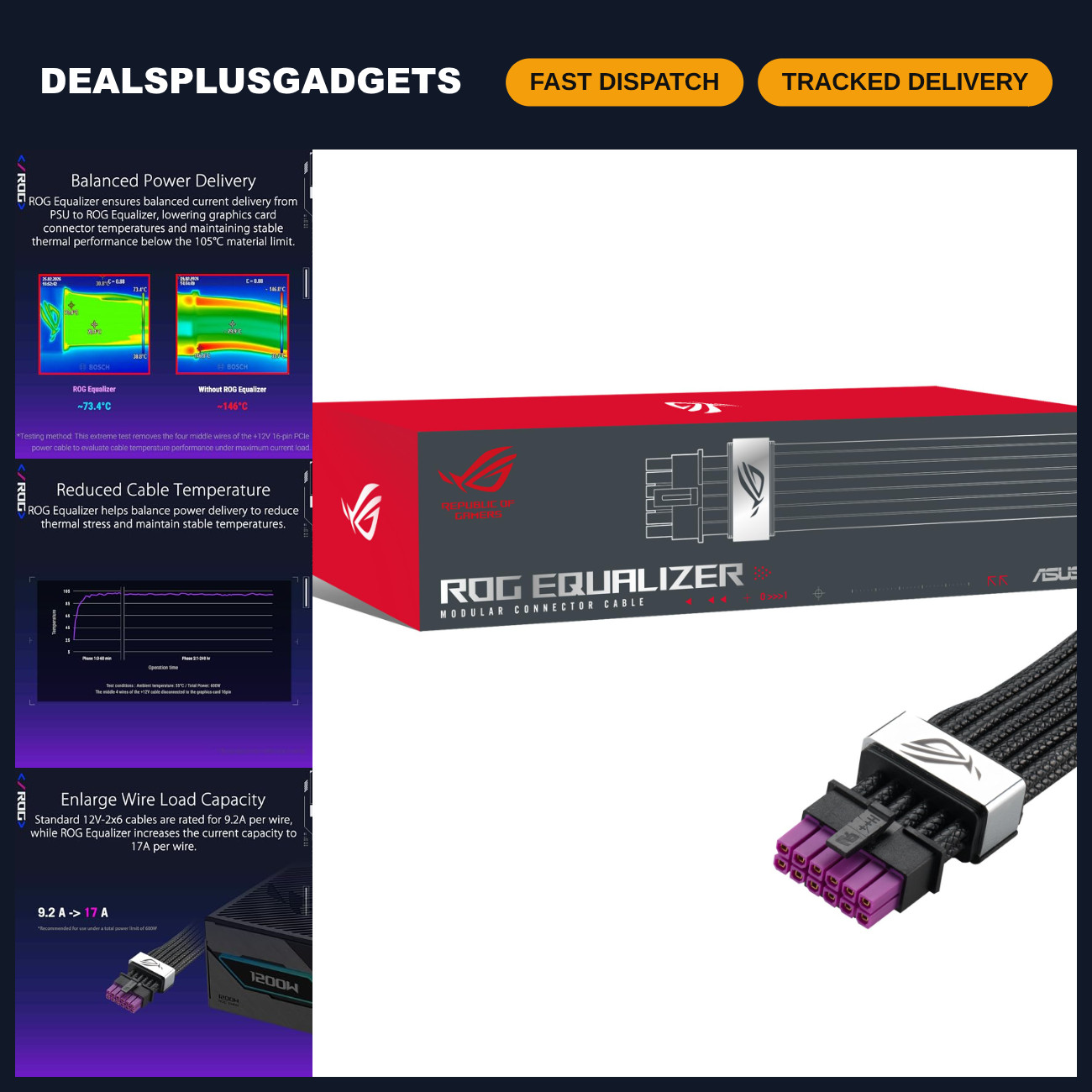12V 2x6 PCIe Power Cable for Gaming PCs, High-Performance Equalizer Connector