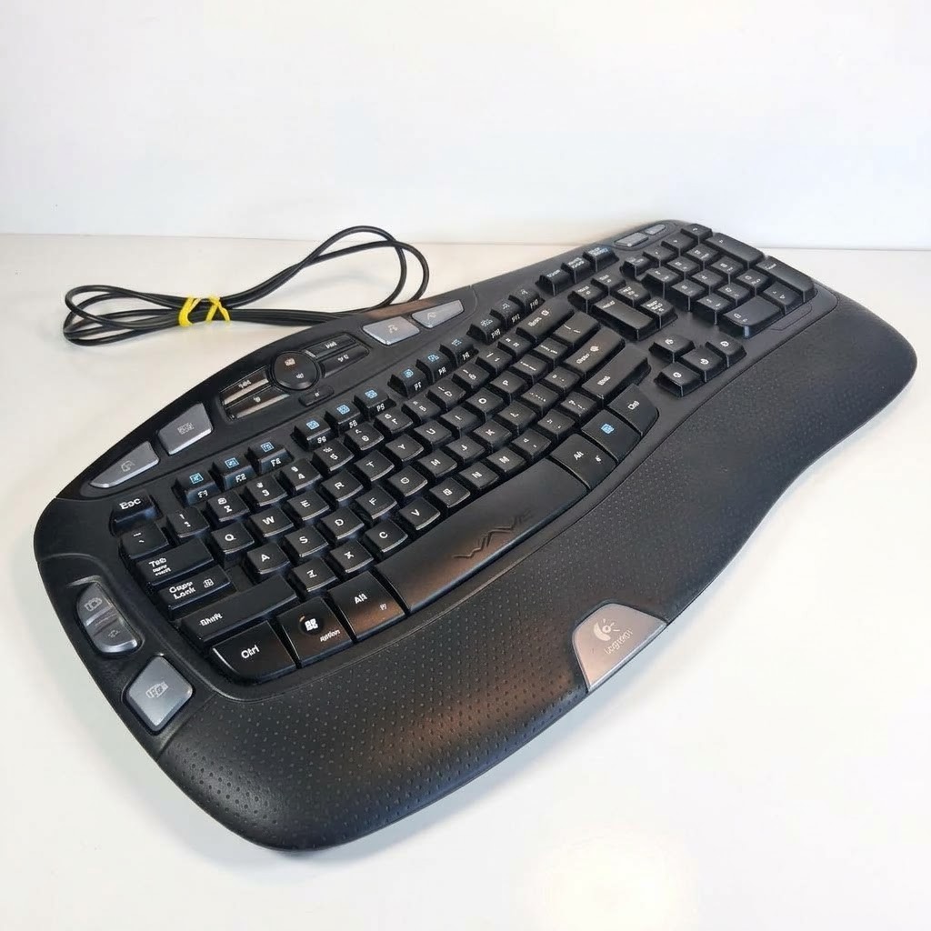 Logitech Wave Y-UV90 Ergonomic Wired USB Multimedia Keyboard TESTED WORKING