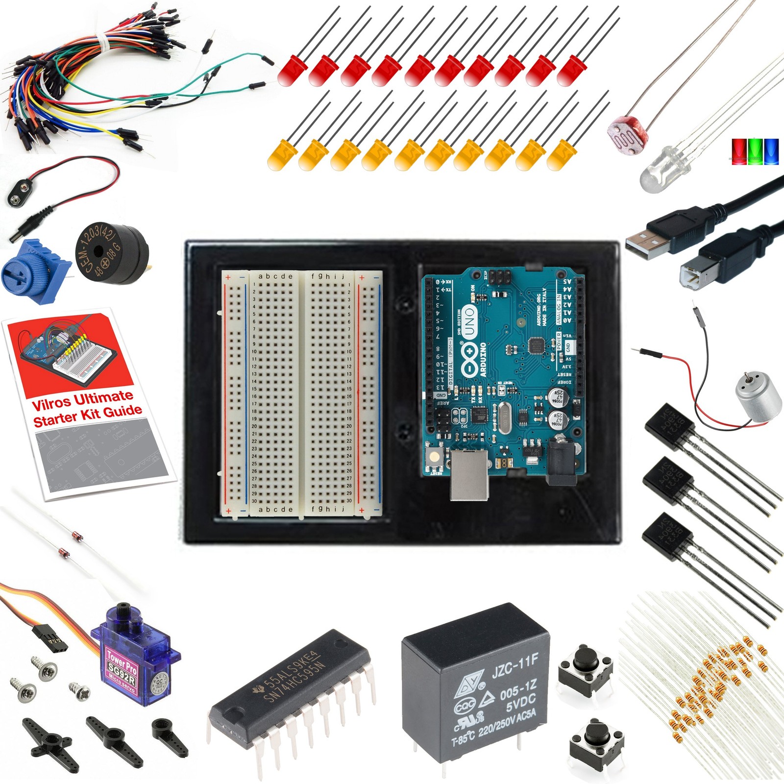 Arduino Uno Starter Kit - Includes Arduino Uno R3 Board, 190+ Electronics Com...