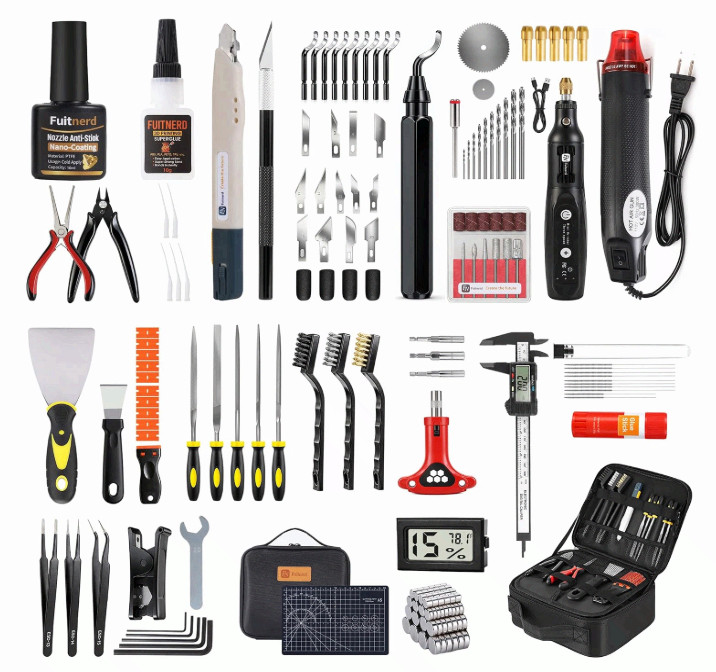 142Pcs 3D Printer Tools Kit w/ Rotary Tool, Heat Gun, Case for Ender 3