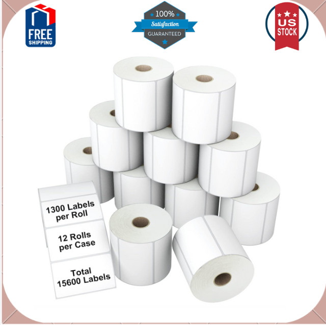 3-Proof 2"x1" Direct Thermal Barcode Labels Rolls for Zebra, 12 Rolls 15600 Pcs