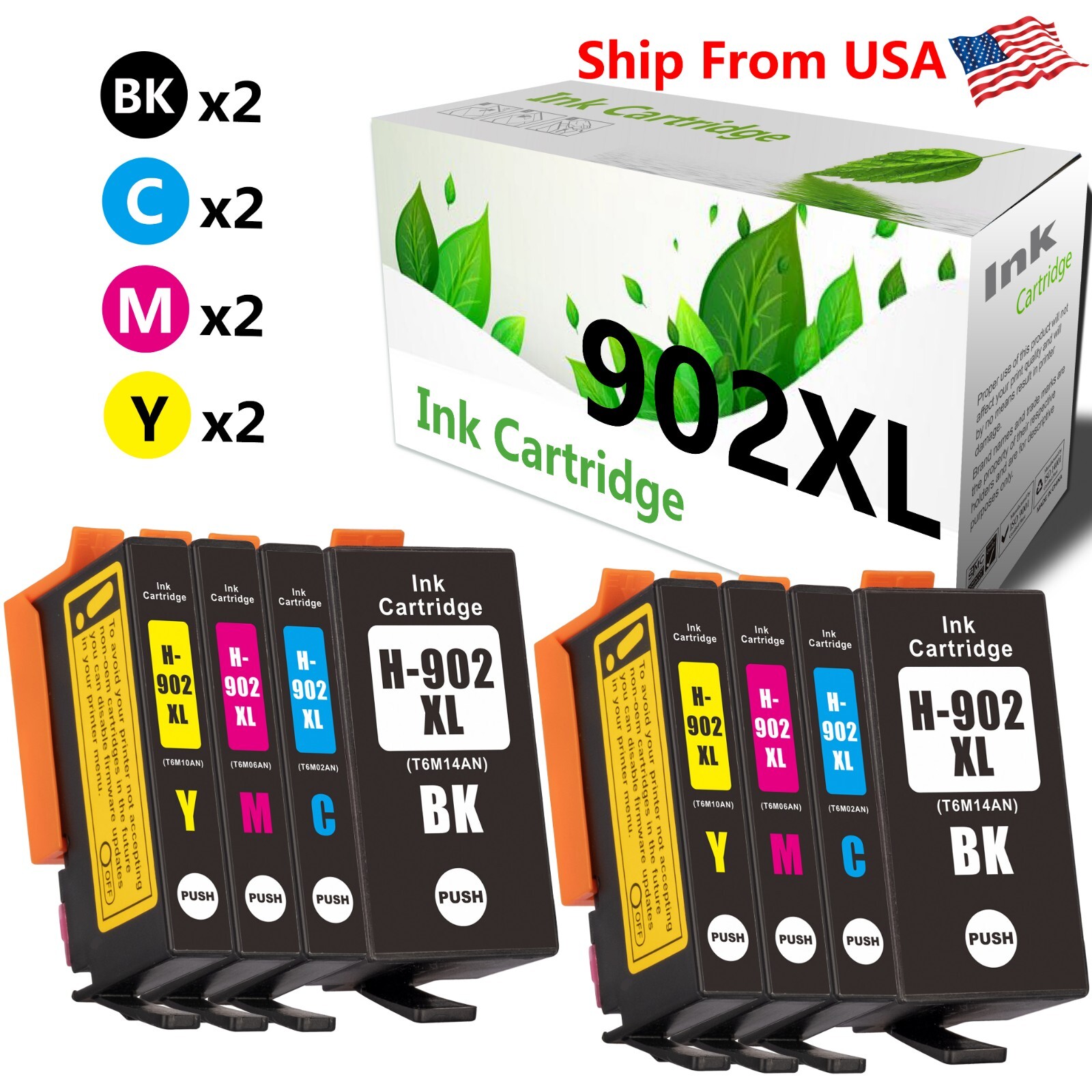 8PK HP 902 Ink Cartridge Office Jet Pro 6954 Pro 6978 Printer