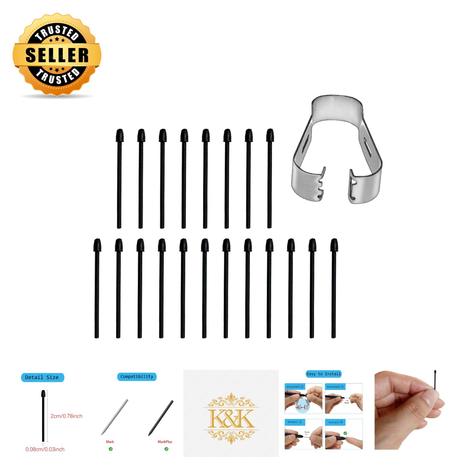 Compatible 20PCS 2B Pen Tips for Remarkable Devices - Durable and Easy to Use