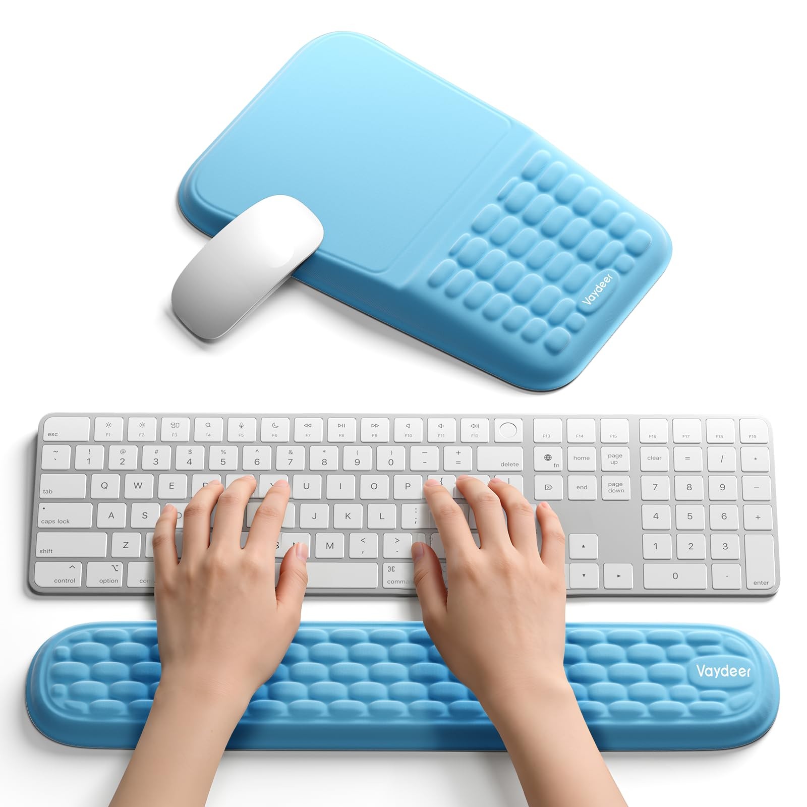 2 In 1 Keyboard Mouse Wrist Rest Set Ergonomic Memory Foam 8 Slope PU Base