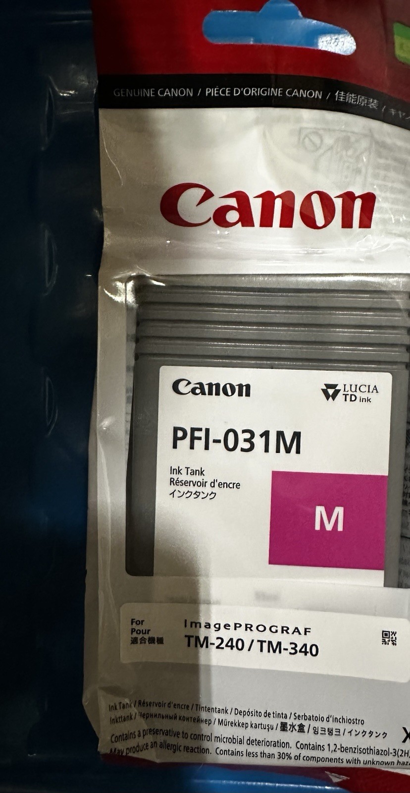 Canon Magenta Inkjet Cartridge PFI-031M PFI-050 for TM-240 TM-340 Genuine