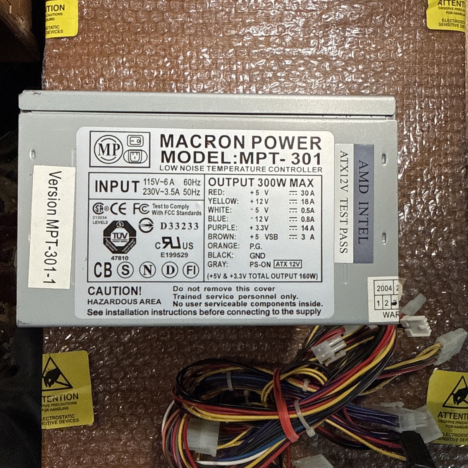 POWER SUPPLY MACRON POWER MPT-301 300W ATX 20-PIN MOLEX FDD SATA