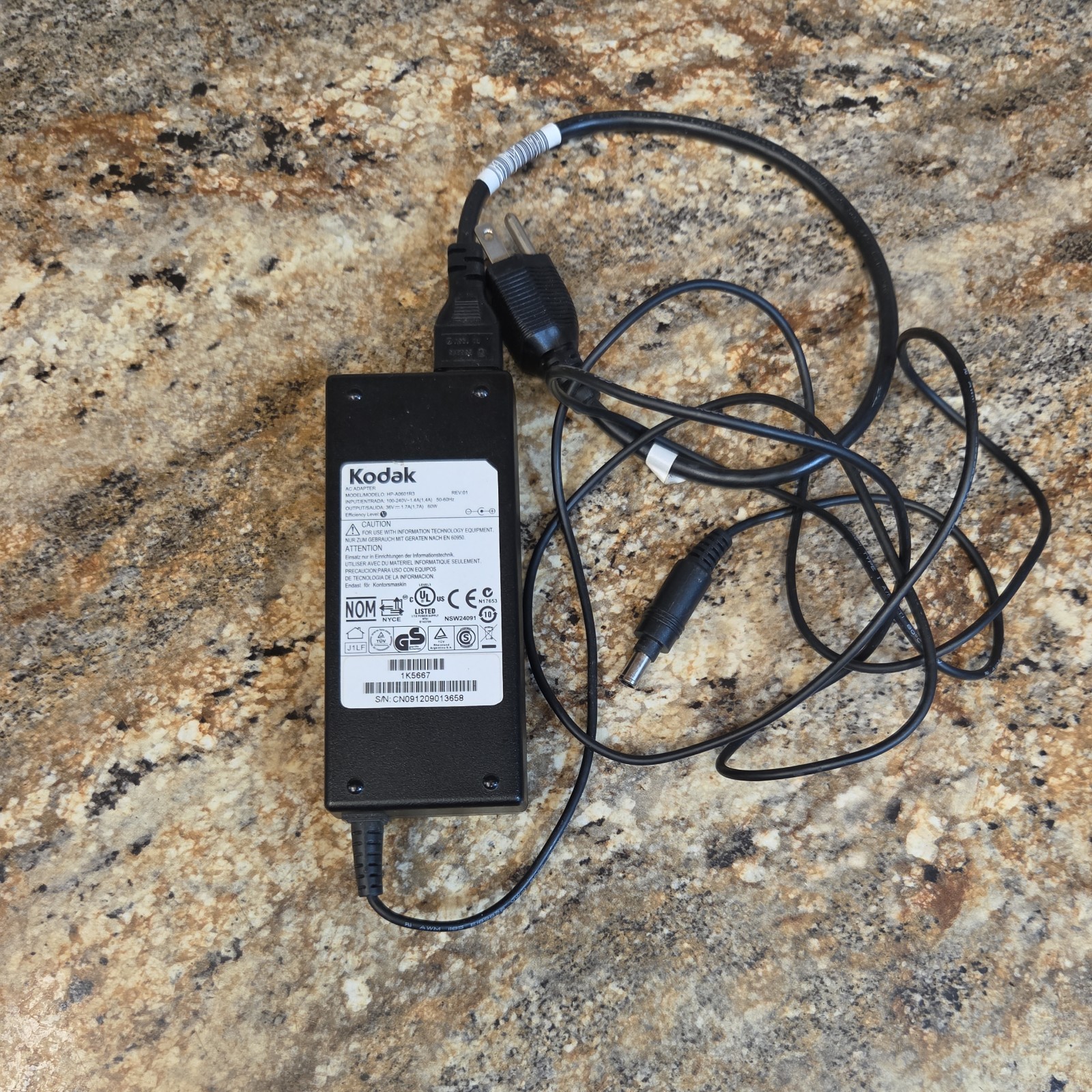 Genuine Kodak 36V 1.7A 60W AC Printer Adapter HP-A0601R3