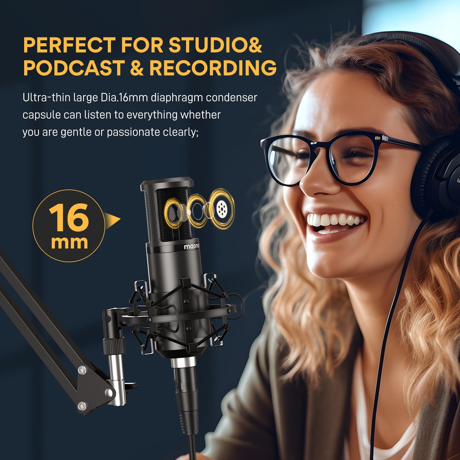 MAONO USB Audio Interface for PC & XLR Dynamic Microphone& Studio Headphone:...