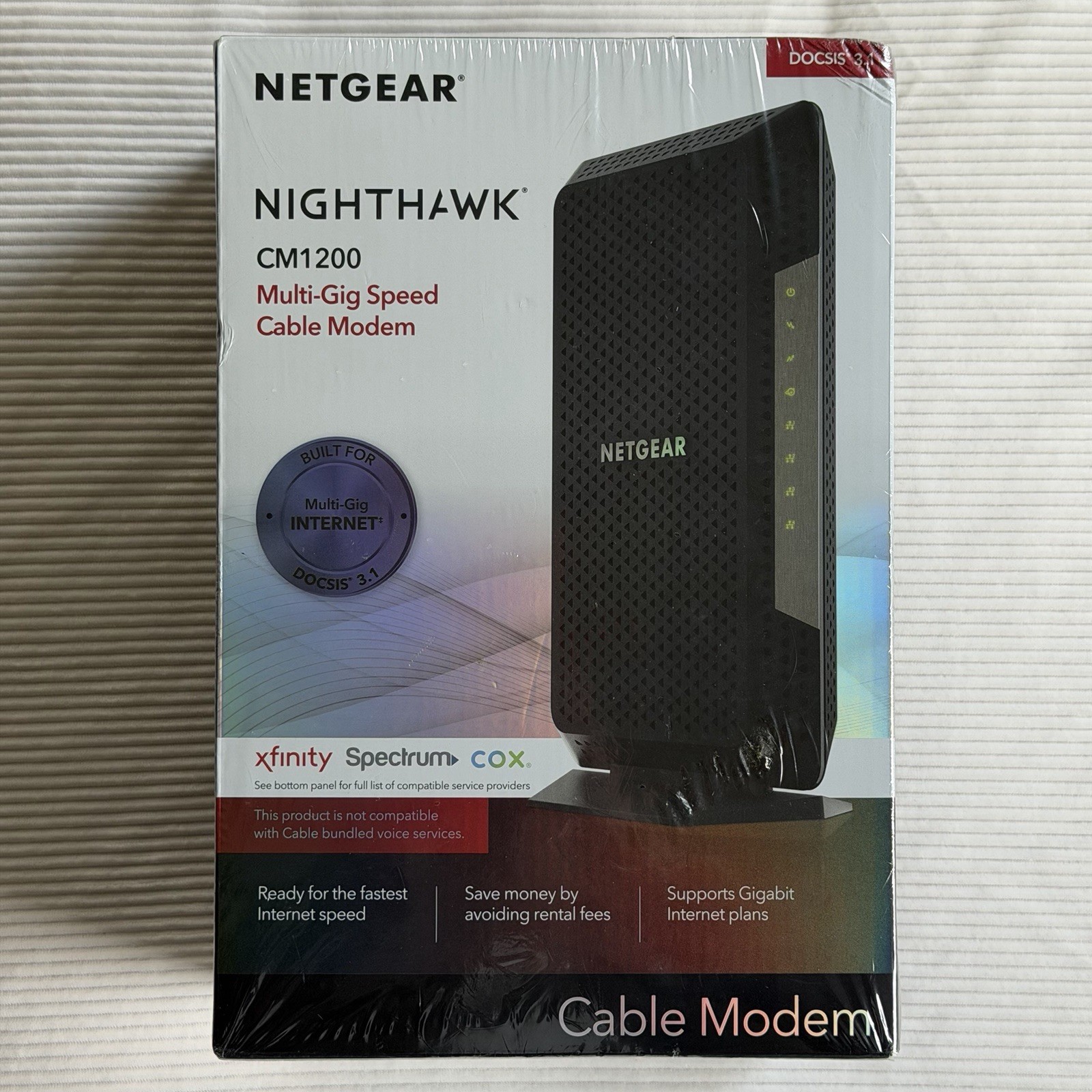 NETGEAR Nighthawk CM1200 Multi-Gig Speed Cable Modem CM1200-100NAS SEALED NIB