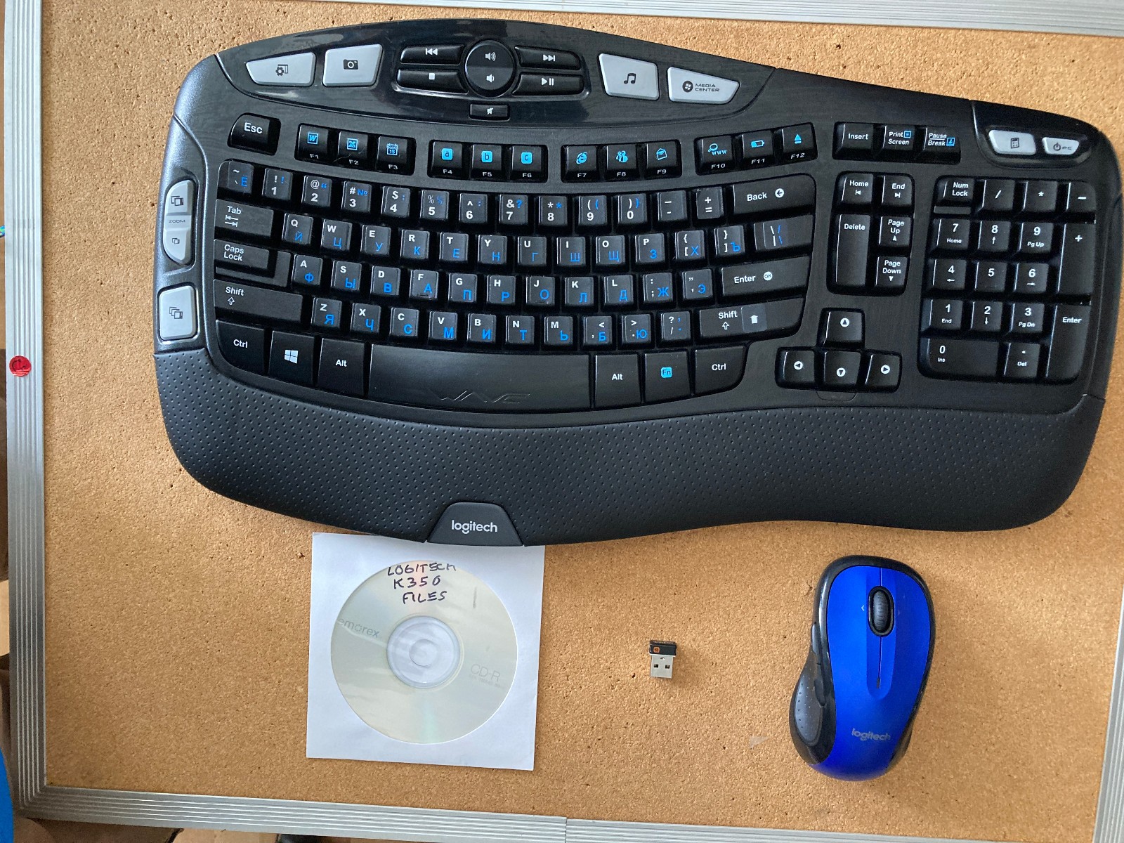 Logitech 350 Wireless WAVE Keyboard Russian Cyrillic characters, Mouse, ,Dongle
