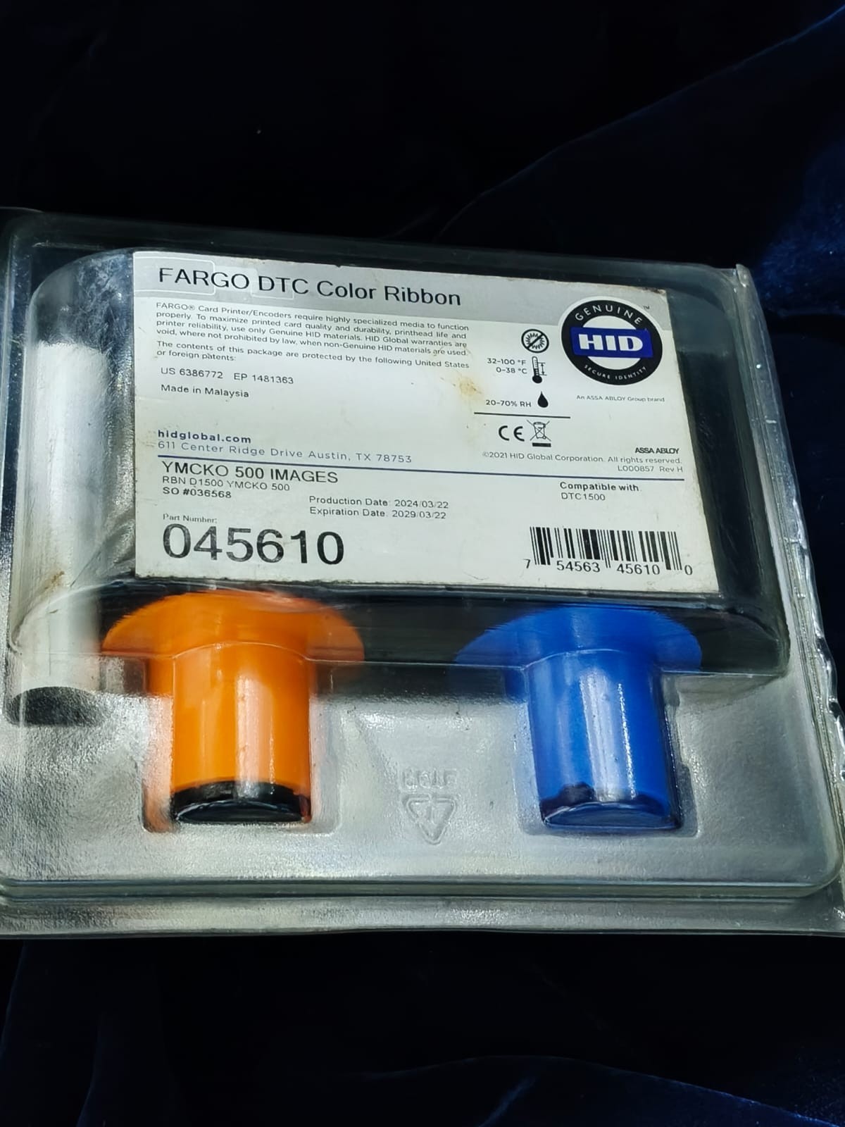 Genuine HID Fargo 045610 YMCKO Color Ribbon DTC1500 500 Prints Exp 2029