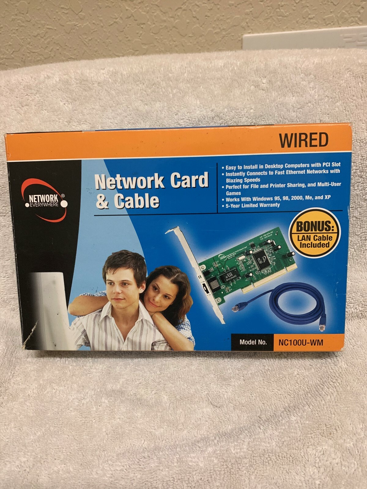 Network Everywhere Wired Network Card And Cable Model NC100U-WM New In Box