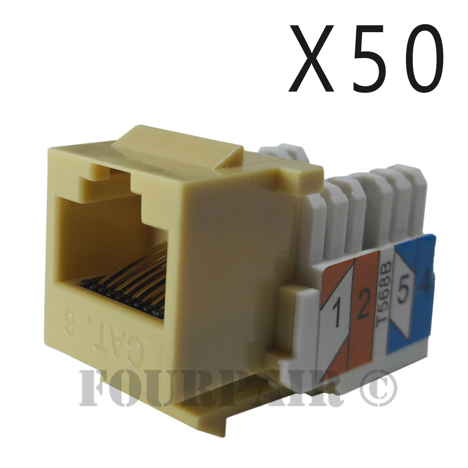 50x Pack Lot CAT6 Network RJ45 Port 110 Punch Down Keystone Snap-In Jack Ivory
