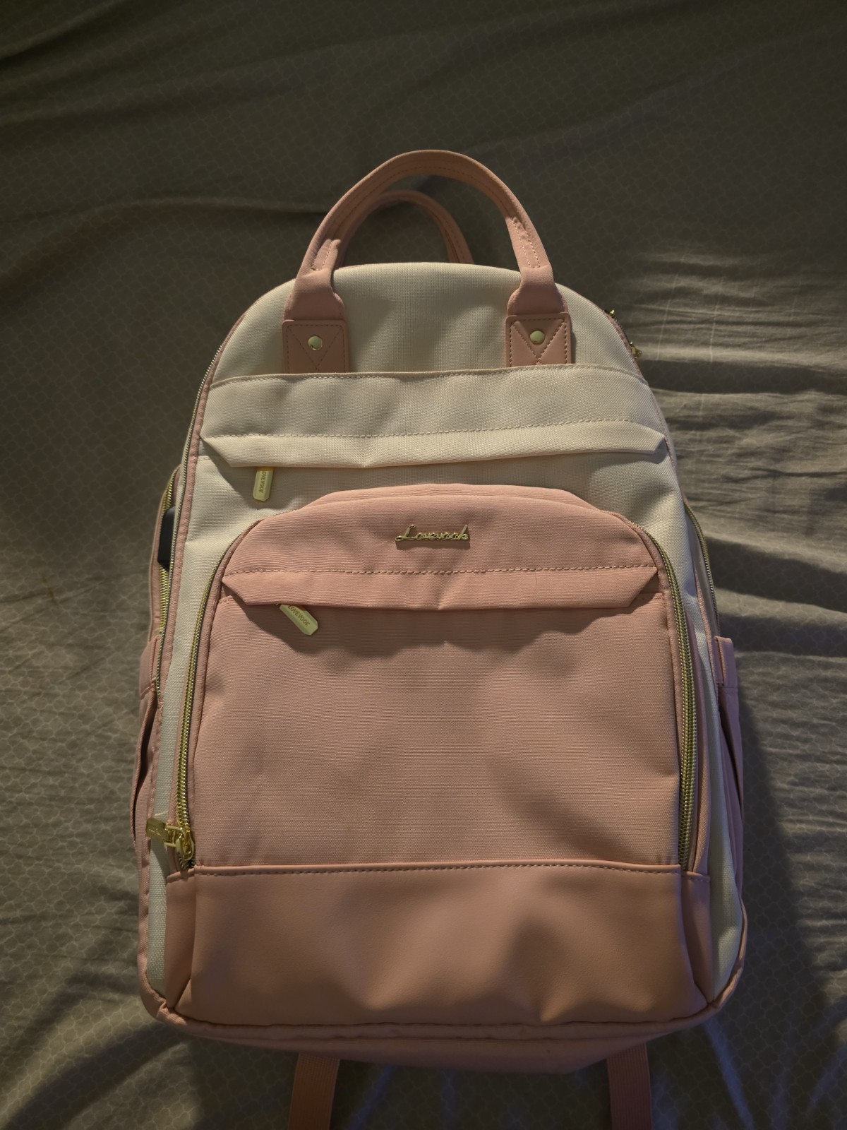 LOVEVOOK Laptop Backpack for Women In The Beige-Pink Color Scheme 17 Inch Size