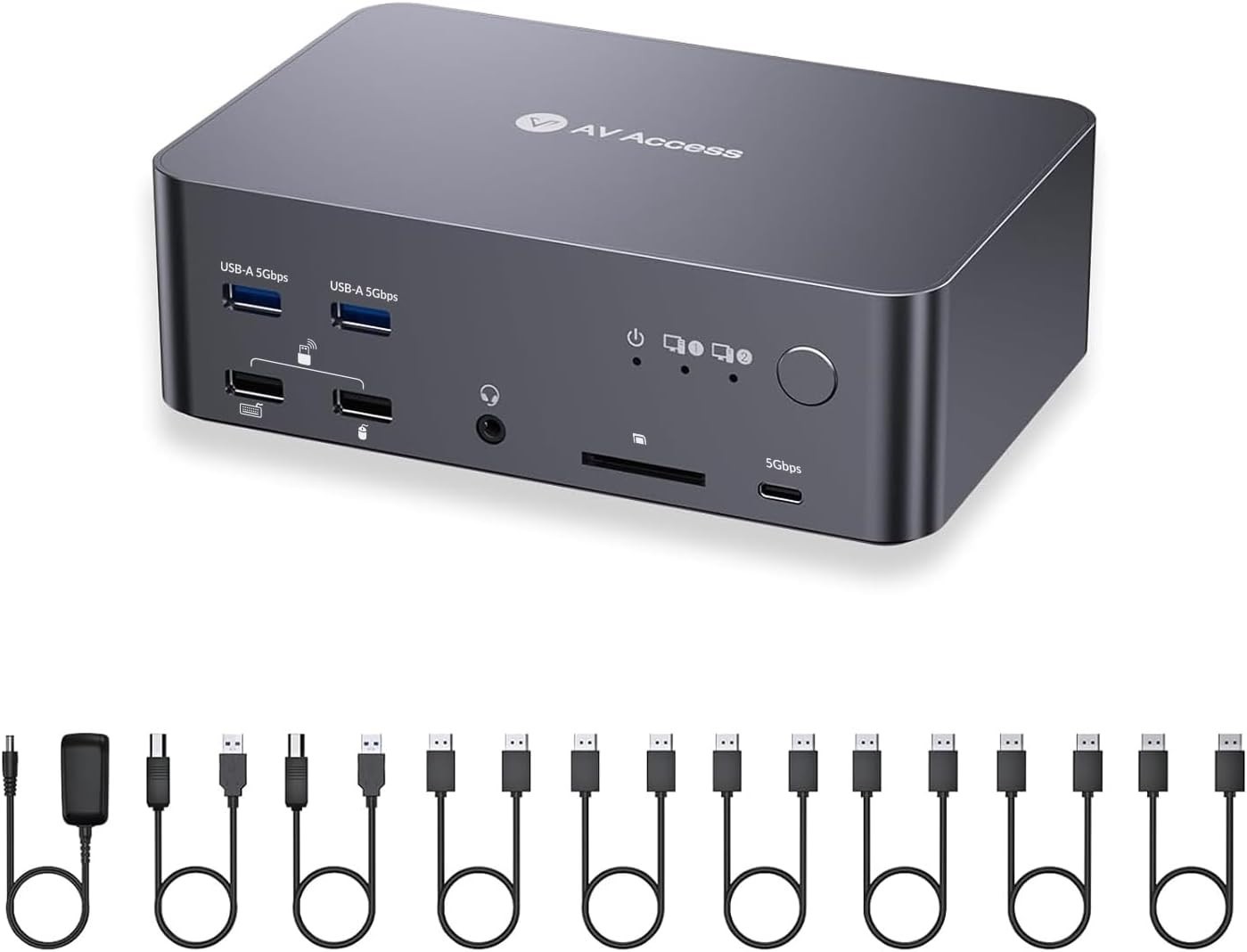 AV Access 8K KVM Switch 3 Monitors 2 Computers, DP KVM Dock for Desktop PCs | 8K